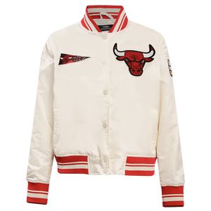 Pro Standard Women's Chicago Bulls Retro Classic Varsity Jacket - Eggshell/Red