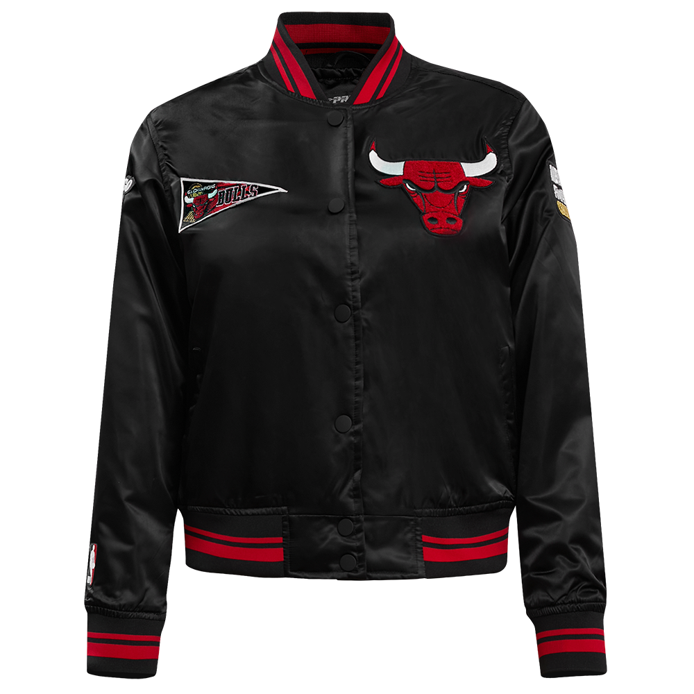 Pro Standard Women's Chicago Bulls Retro Classic Varsity Jacket - Black/Red - BLACK/RED Thumbnail View 1