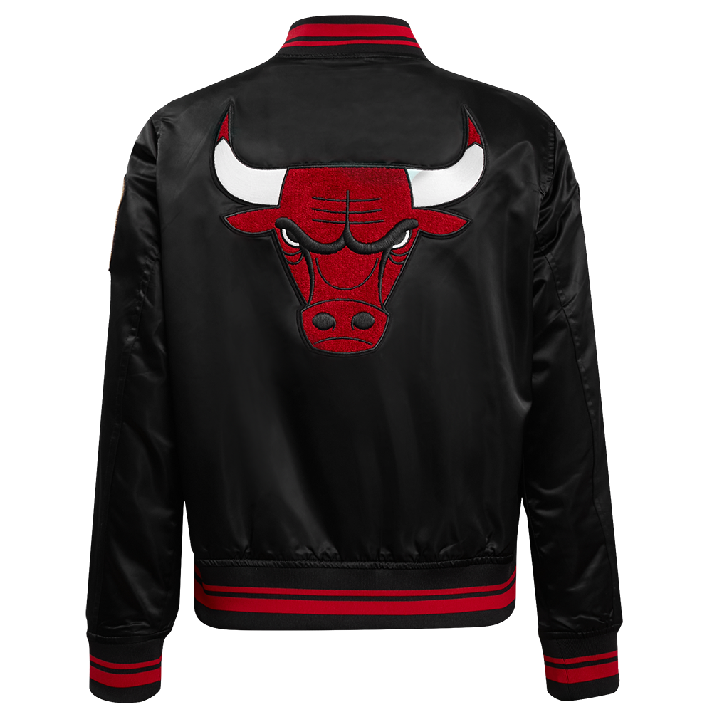 Pro Standard Women's Chicago Bulls Retro Classic Varsity Jacket - Black/Red - BLACK/RED Thumbnail View 2