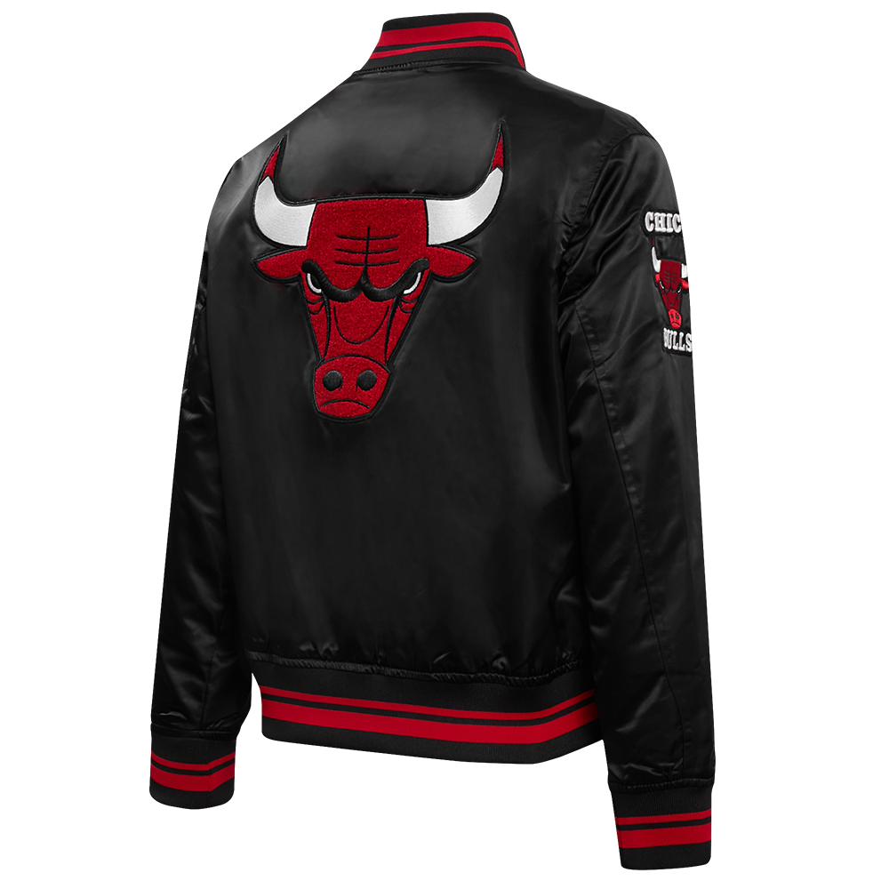 Pro Standard Women's Chicago Bulls Retro Classic Varsity Jacket - Black/Red - BLACK/RED Thumbnail View 4
