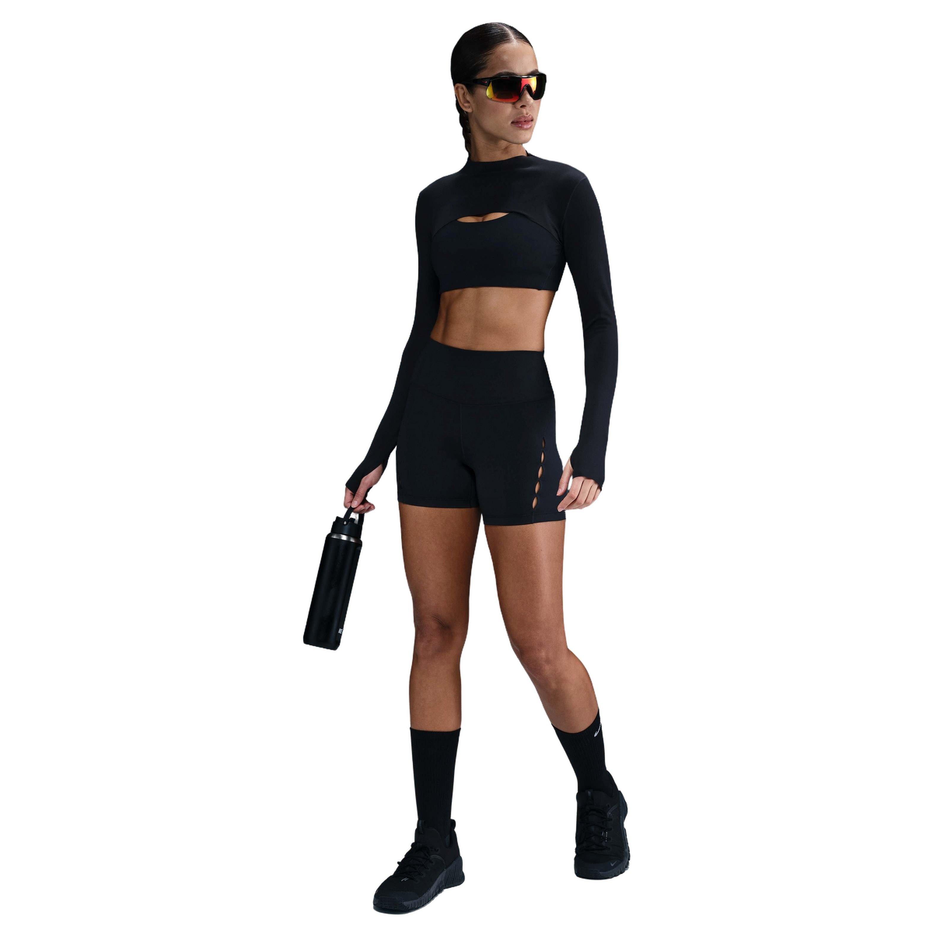 Nike Women's One High-Waisted 5" NV Biker Shorts -Black - BLACK Thumbnail View 3