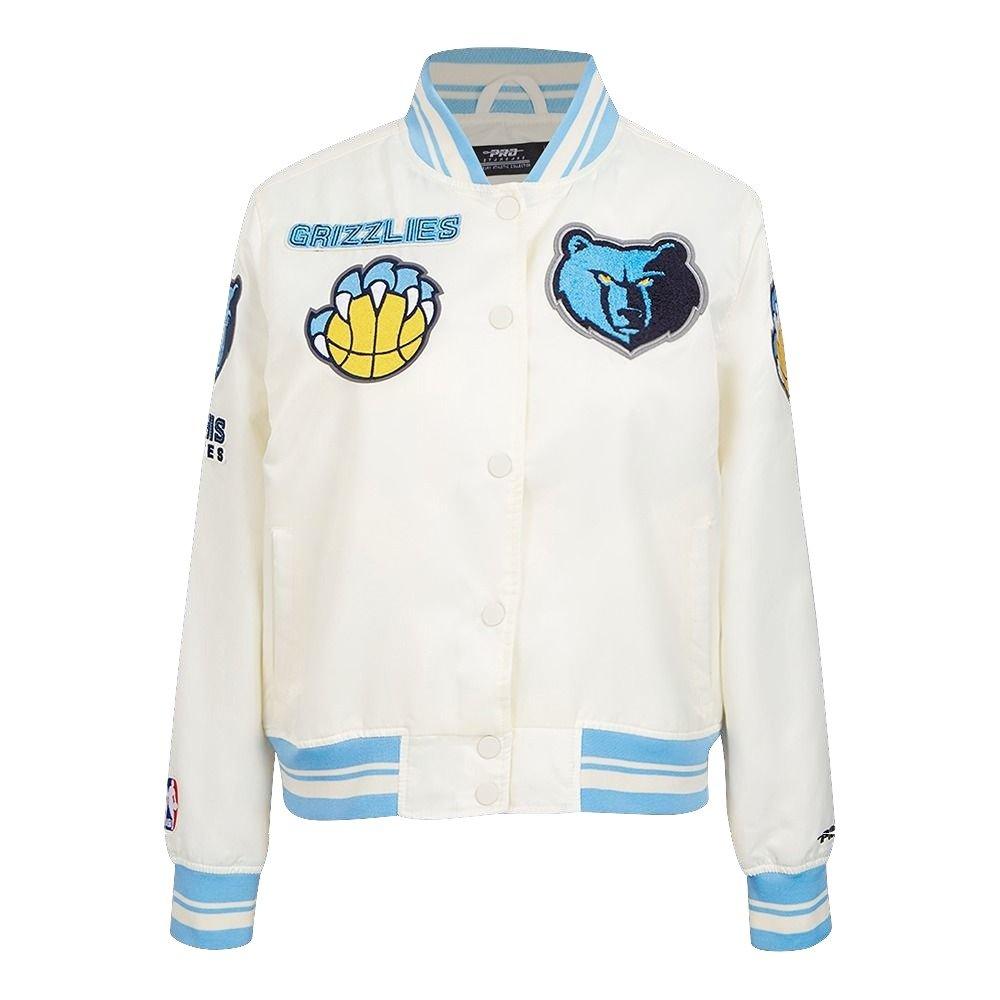 Pro Standard Women's Memphis Grizzlies Retro Classic Varsity Jacket - Eggshell/Blue - EGGSHELL/BLUE Thumbnail View 1