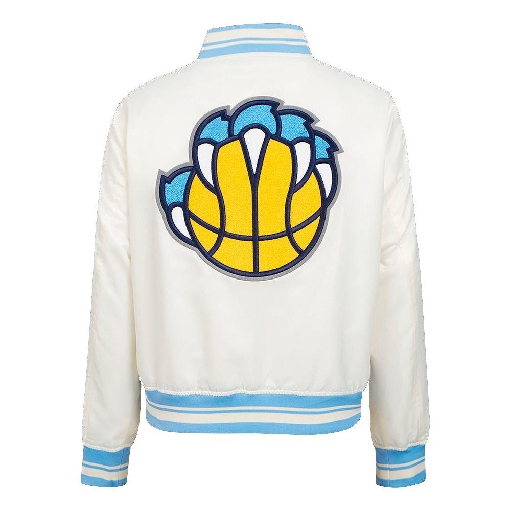 Pro Standard Women's Memphis Grizzlies Retro Classic Varsity Jacket - Cream/Blue - EGGSHELL/BLUE Thumbnail View 2
