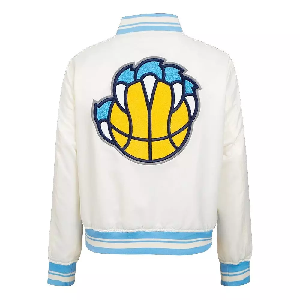 Pro Standard Women's Memphis Grizzlies Retro Classic Varsity Jacket - Cream/Blue - EGGSHELL/BLUE