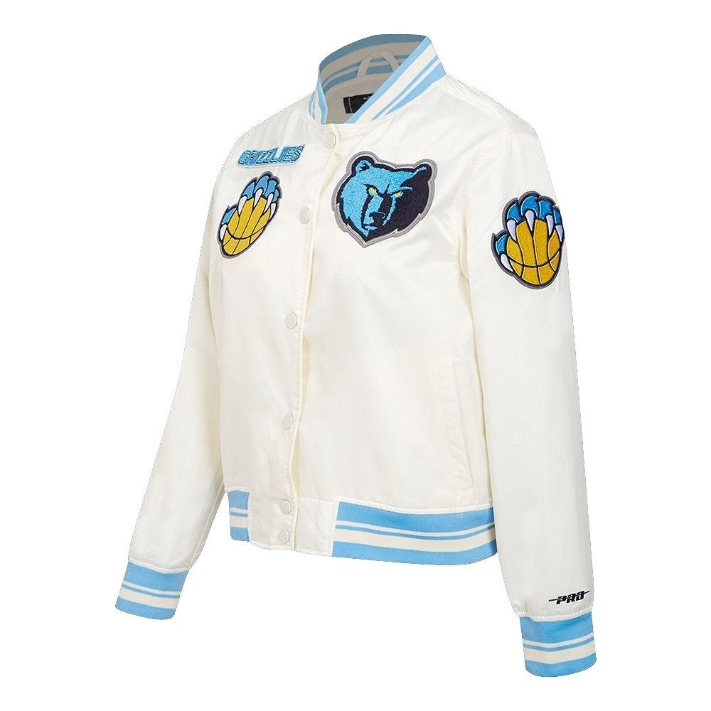 Pro Standard Women's Memphis Grizzlies Retro Classic Varsity Jacket - Eggshell/Blue - EGGSHELL/BLUE Thumbnail View 3