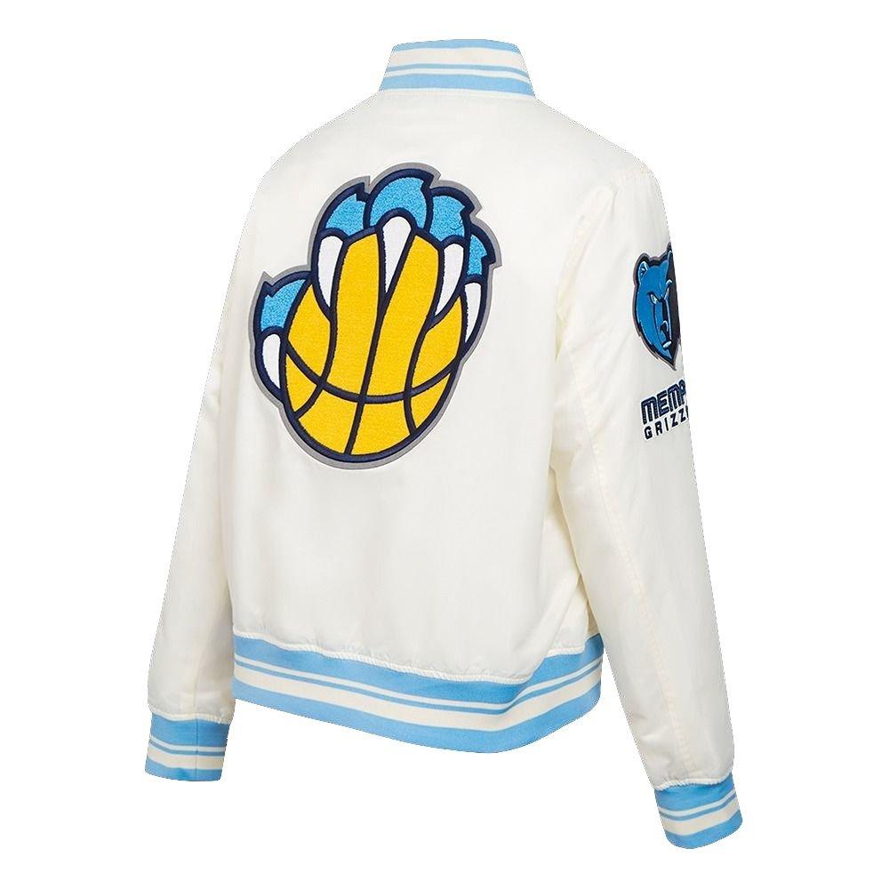 Pro Standard Women's Memphis Grizzlies Retro Classic Varsity Jacket - Eggshell/Blue - EGGSHELL/BLUE Thumbnail View 4