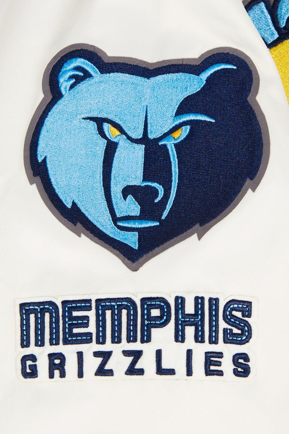 Pro Standard Women's Memphis Grizzlies Retro Classic Varsity Jacket - Cream/Blue - EGGSHELL/BLUE Thumbnail View 7
