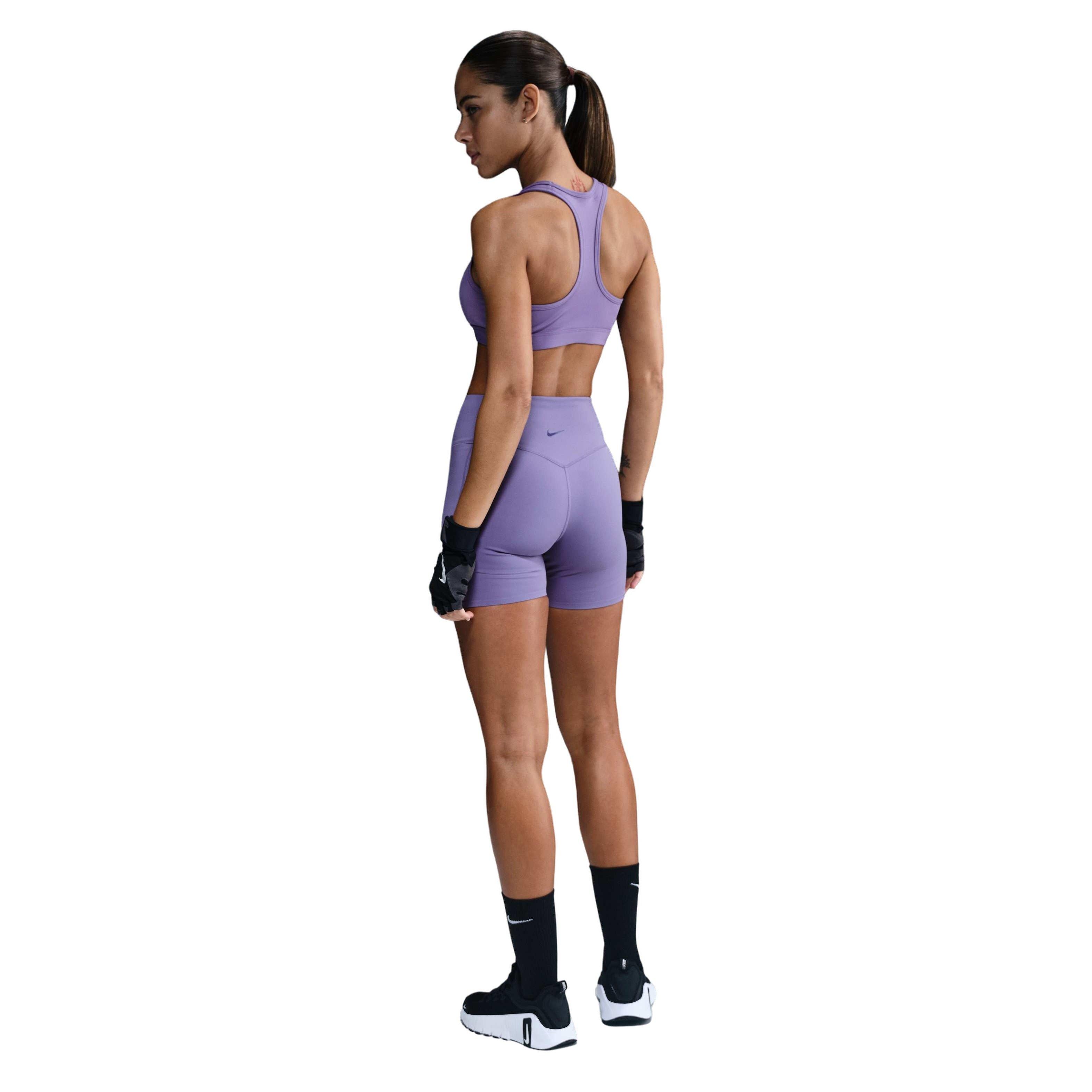 Nike Women's Dri-FIT Universa Med-Support HR 5" Biker Shorts w/Pockets -Purple - PURPLE Thumbnail View 2