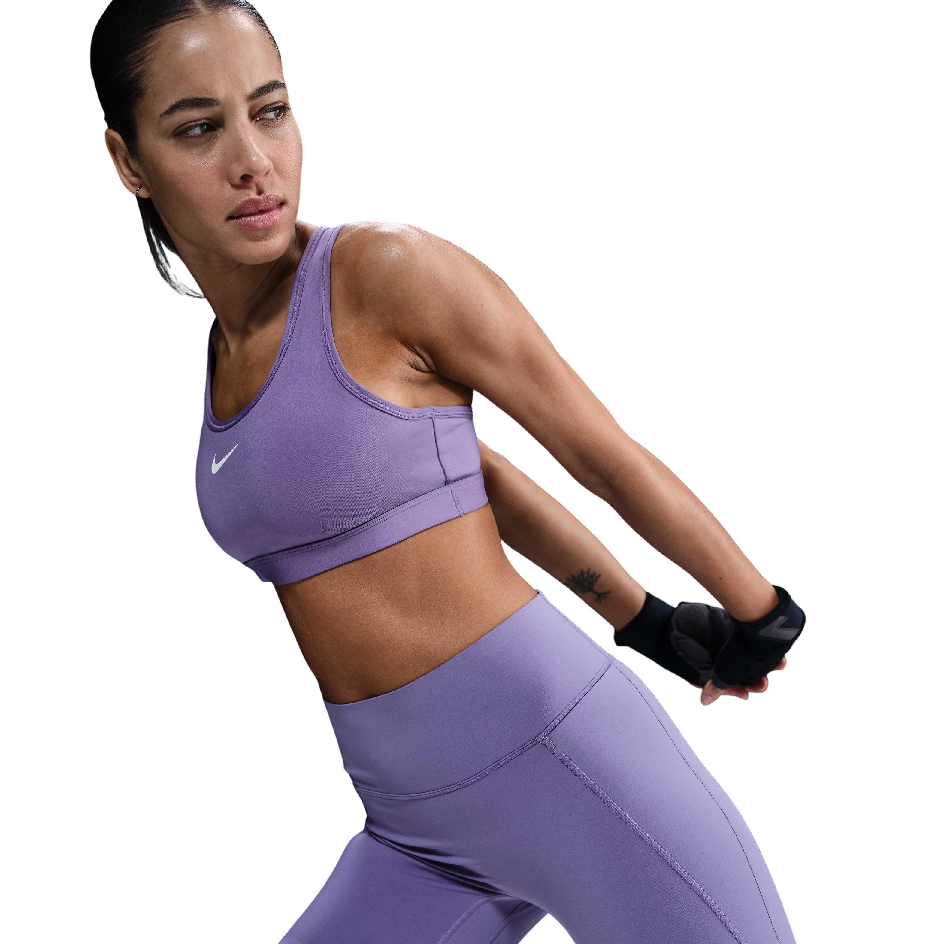 Nike Women's Dri-FIT Universa Med-Support HR 5" Biker Shorts w/Pockets -Purple - PURPLE Thumbnail View 3