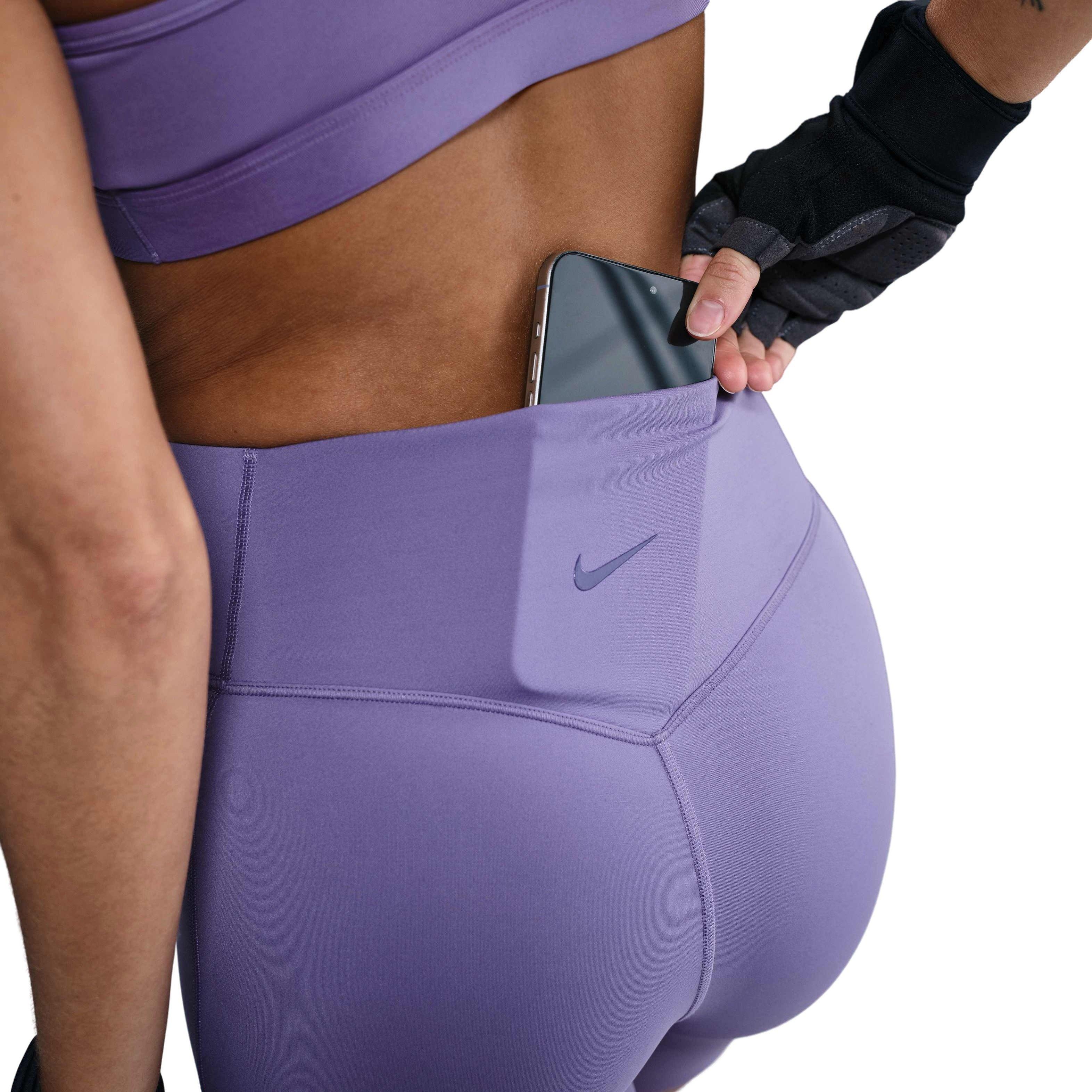 Nike Women's Dri-FIT Universa Med-Support HR 5" Biker Shorts w/Pockets -Purple - PURPLE Thumbnail View 6