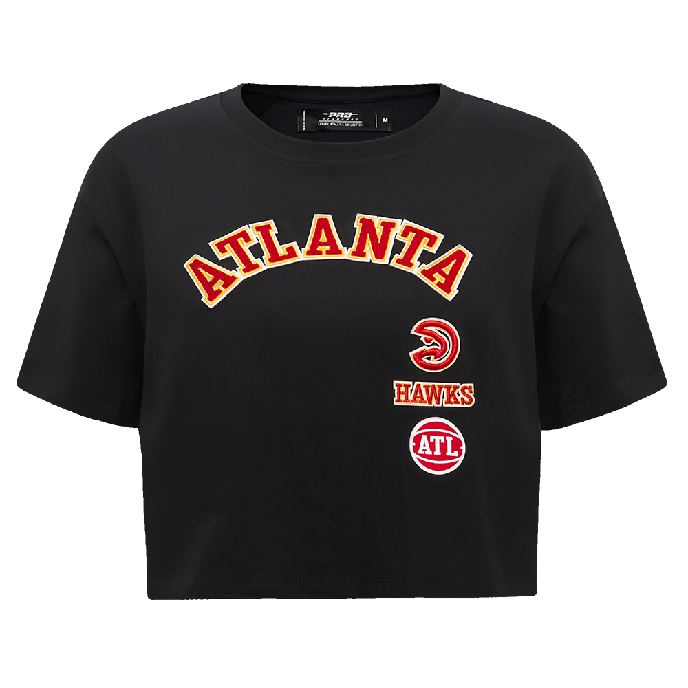 Pro Standard Women's Atlanta Hawks Retro Classic Boxy Tee - Black - BLACK Thumbnail View 1