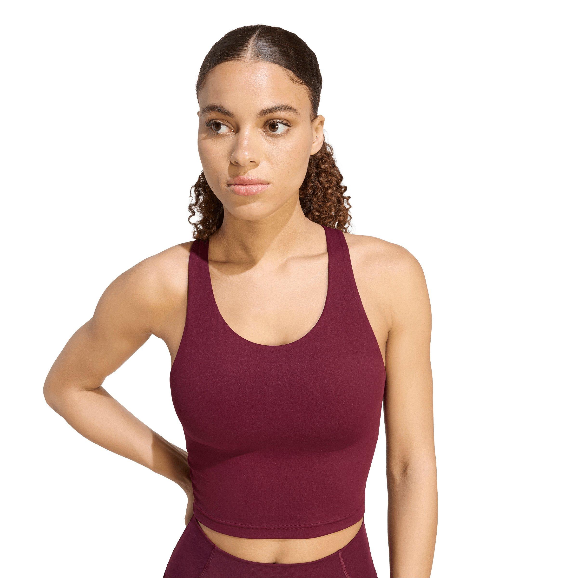 adidas Women's All Me Medium Support Bra Tank - Maroon - MAROON