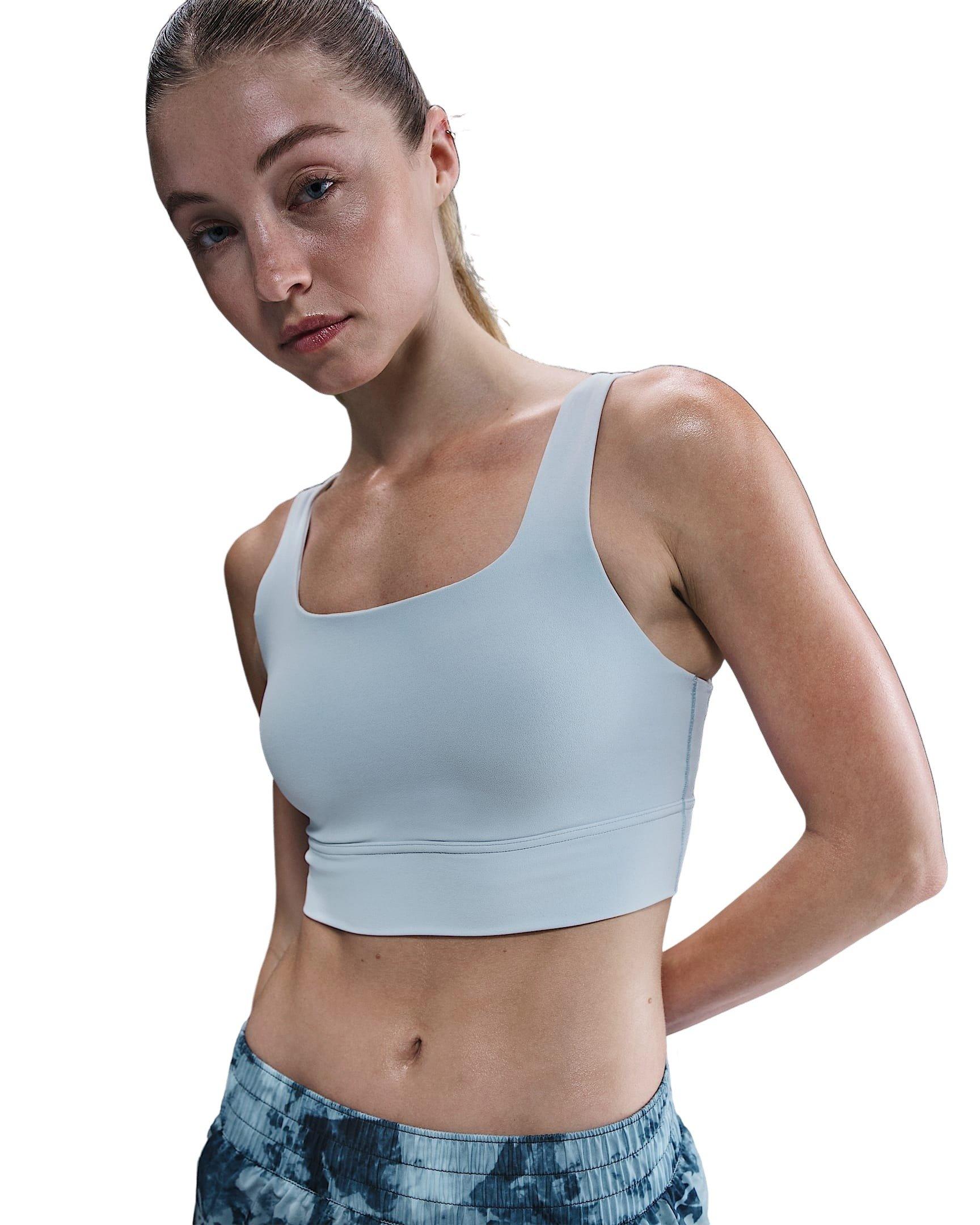 Nike Women's Alate Ellipse Medium-Support Padded Longline Sports Bra - Lt Blue - LT BLUE Thumbnail View 1