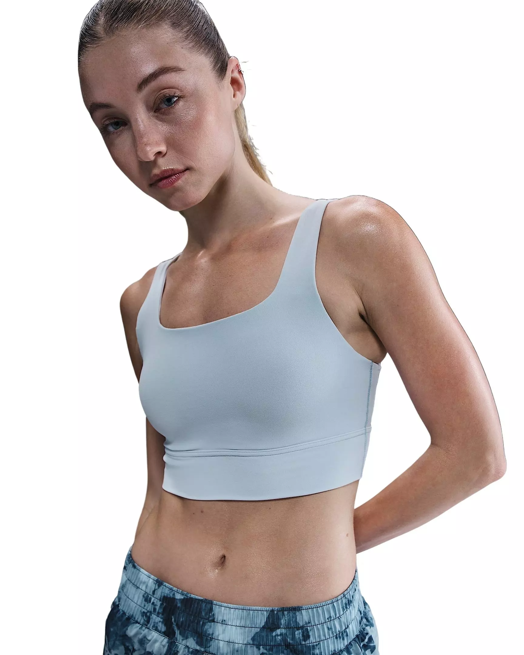 Nike Women's Alate Ellipse Medium-Support Padded Longline Sports Bra - Lt Blue - LT BLUE