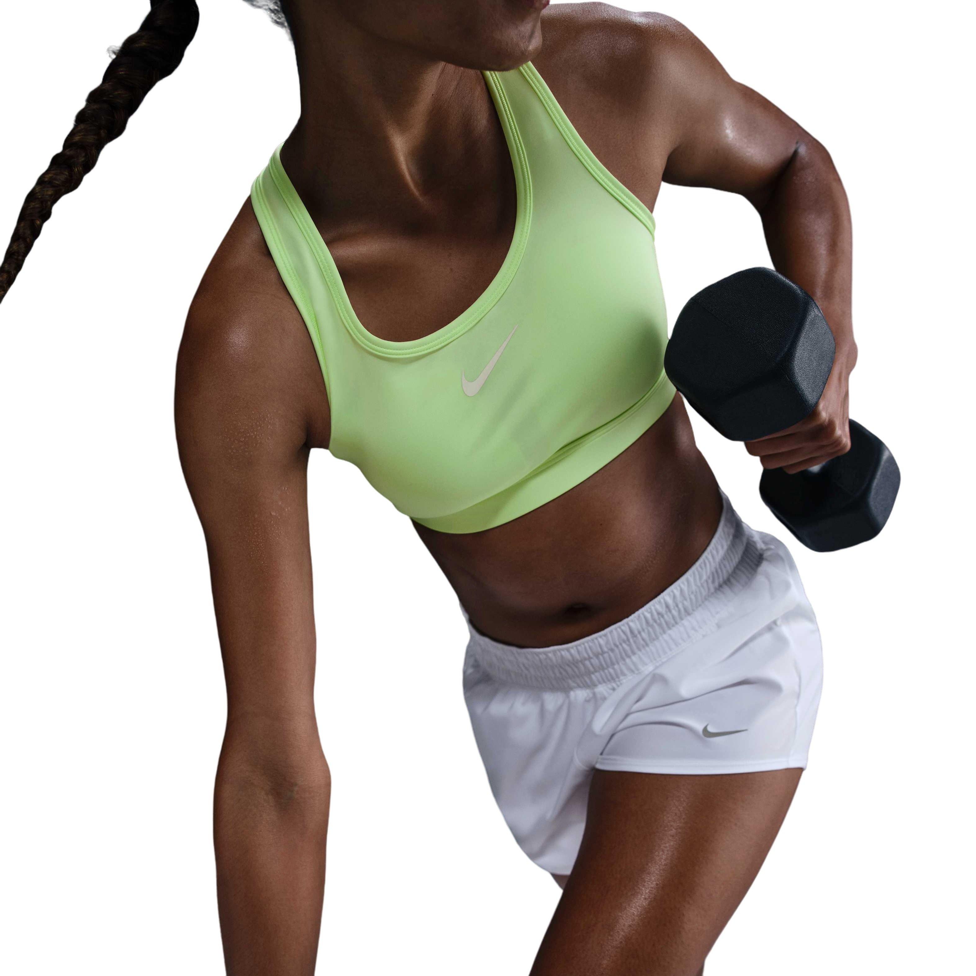 Nike Women's Swoosh Med Padded Sports Bra - YELLOW Thumbnail View 3