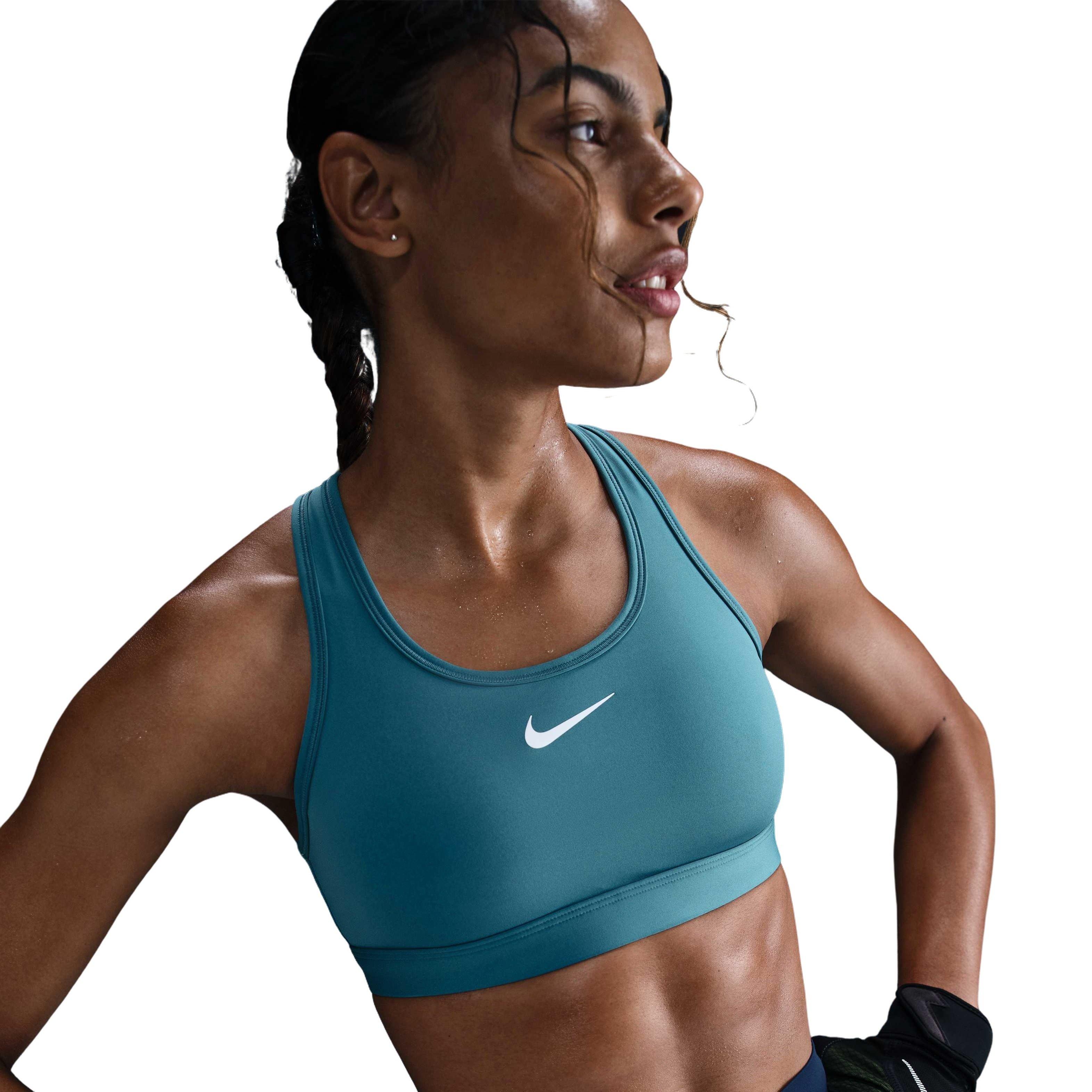 Nike Women's Swoosh Med Padded Sports Bra - TEAL Thumbnail View 1