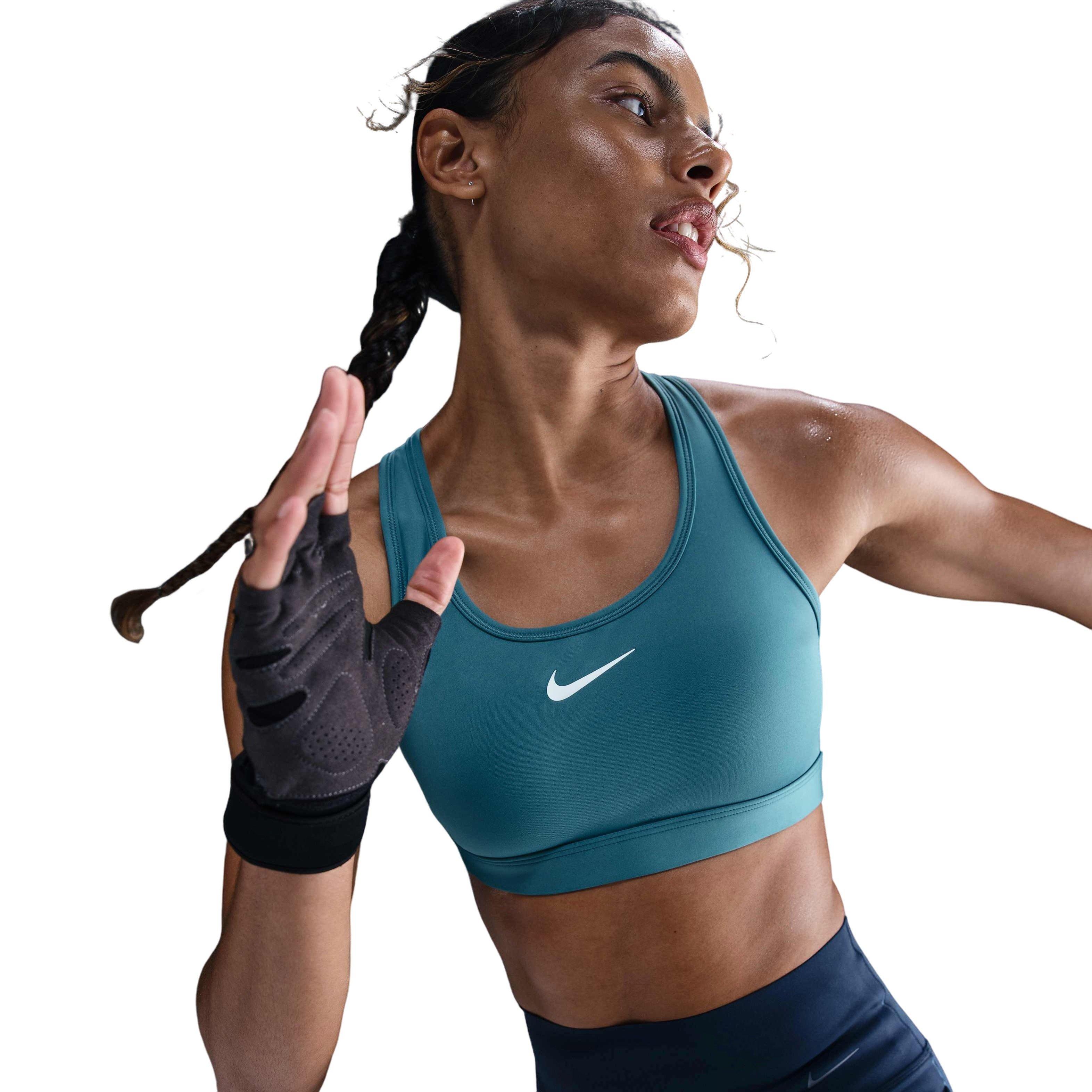 Nike Women's Swoosh Med Padded Sports Bra - TEAL Thumbnail View 3