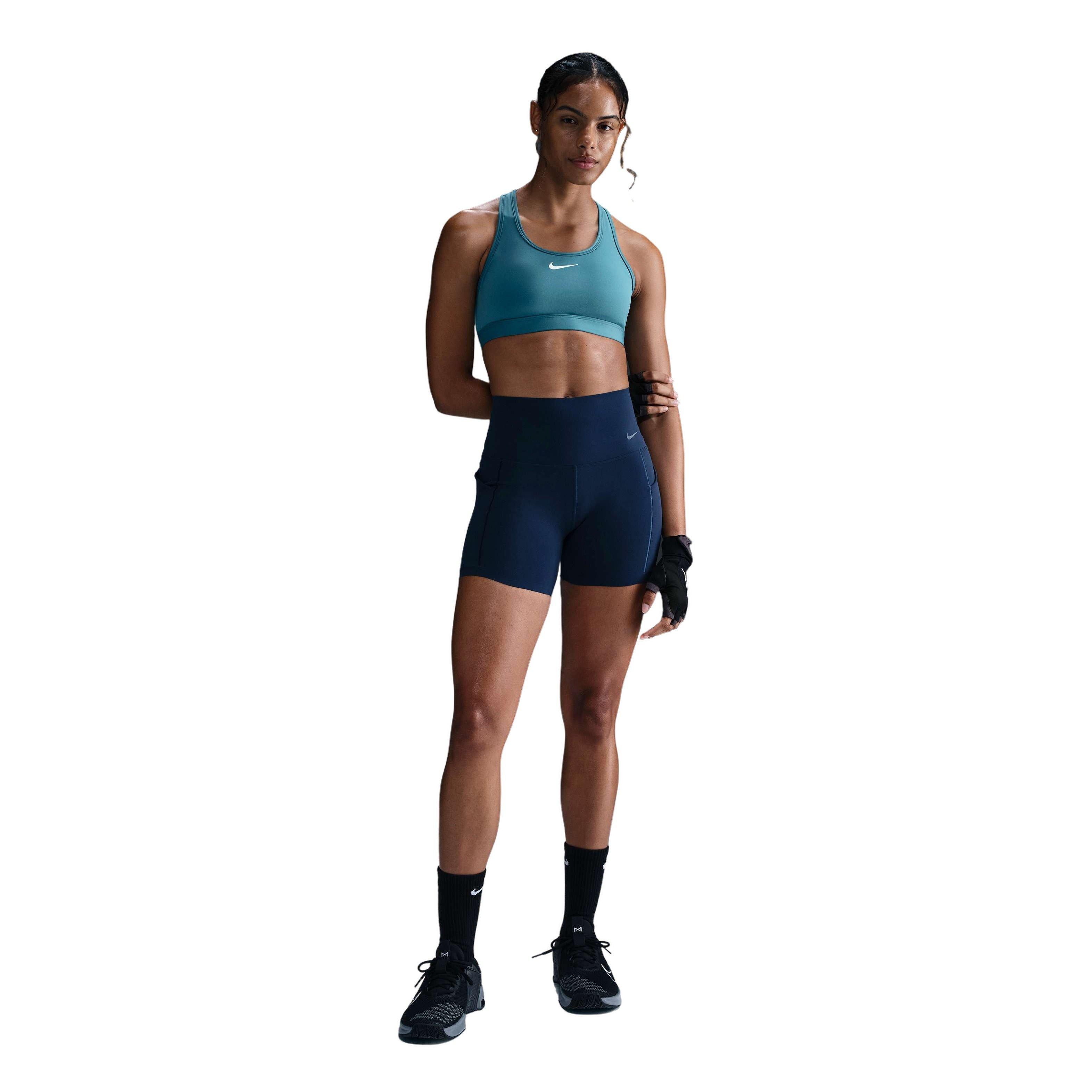 Nike Women's Swoosh Med Padded Sports Bra - TEAL Thumbnail View 4