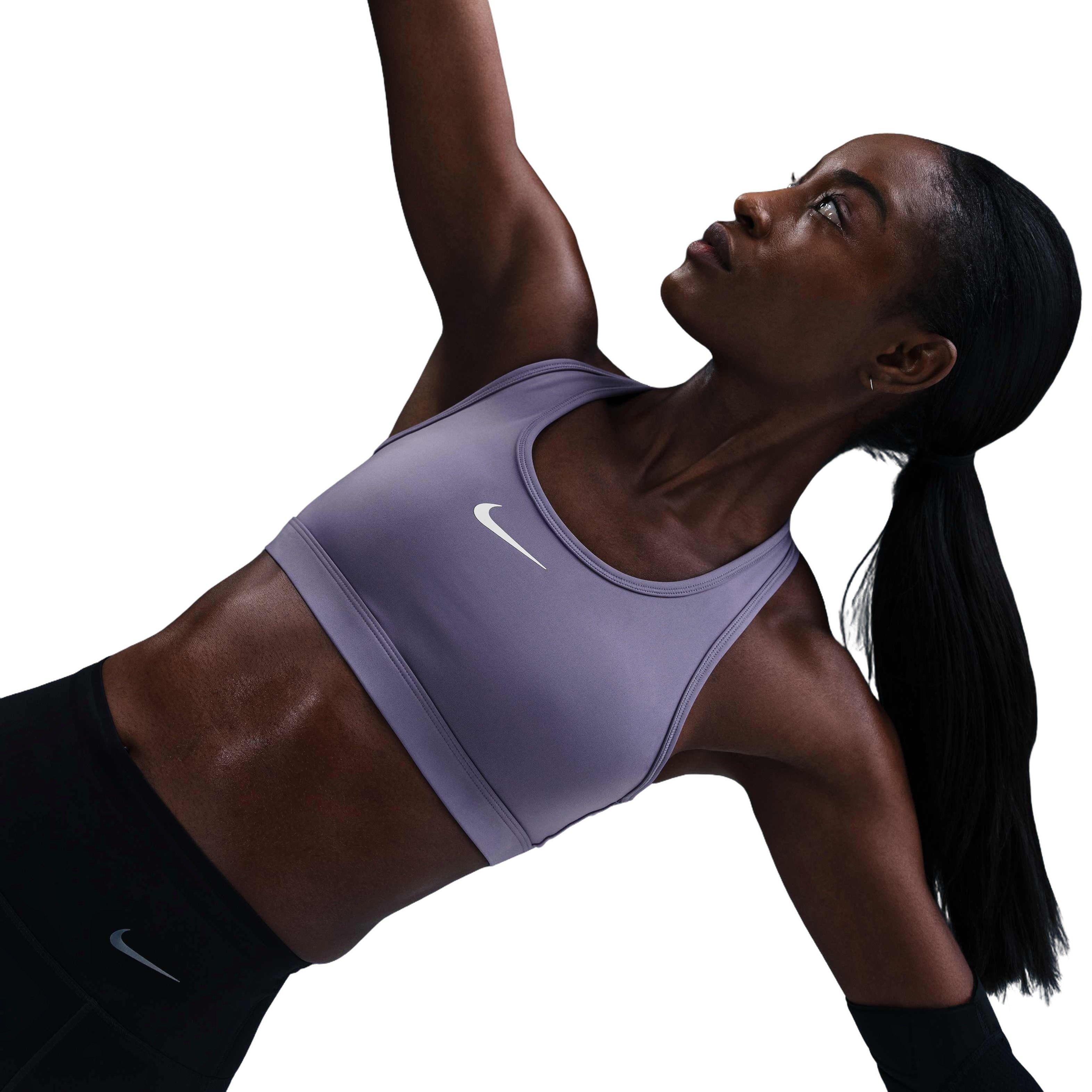 Nike Women's Swoosh Med Padded Sports Bra - PURPLE Thumbnail View 3