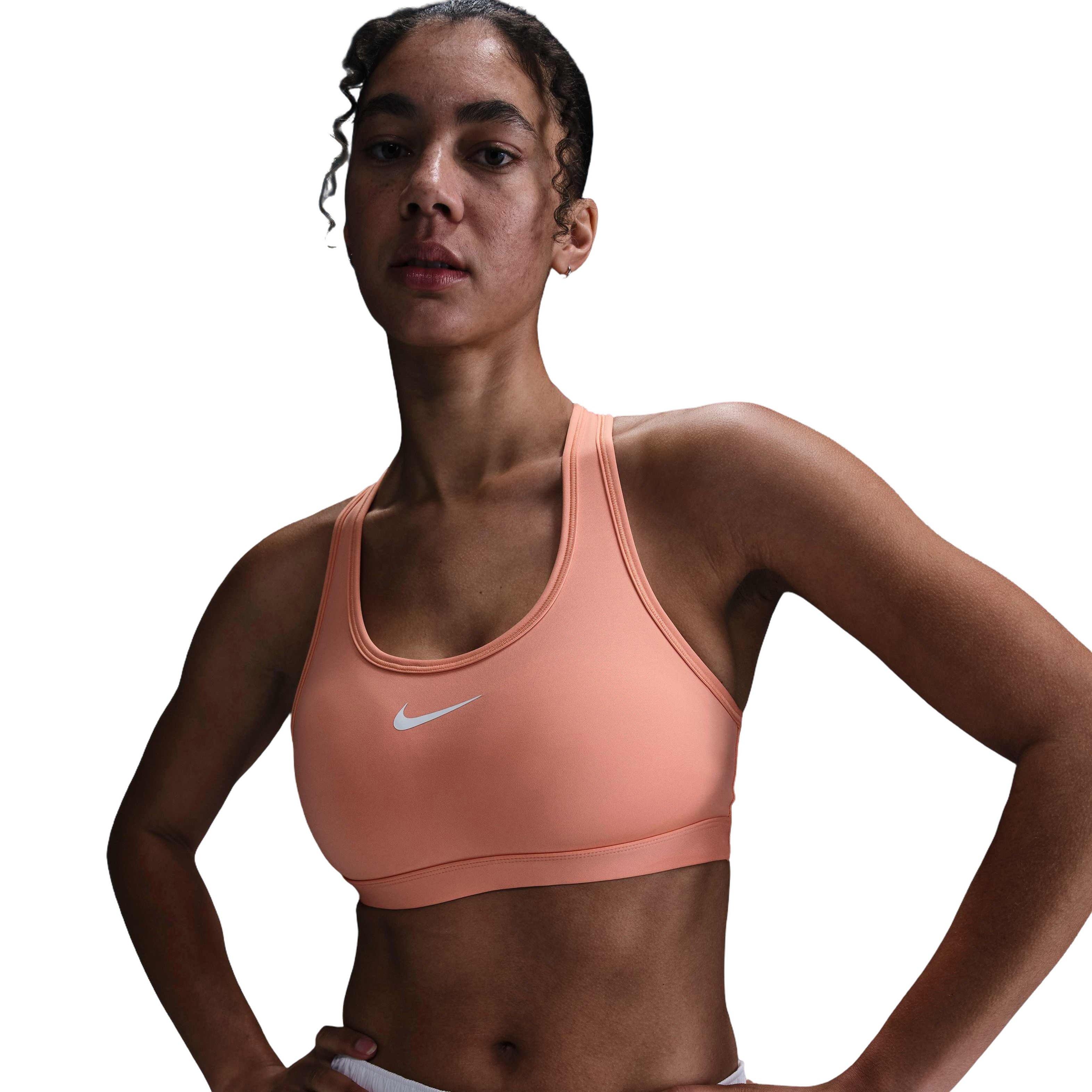 Nike Women's Swoosh Med Padded Sports Bra - ORANGE Thumbnail View 1