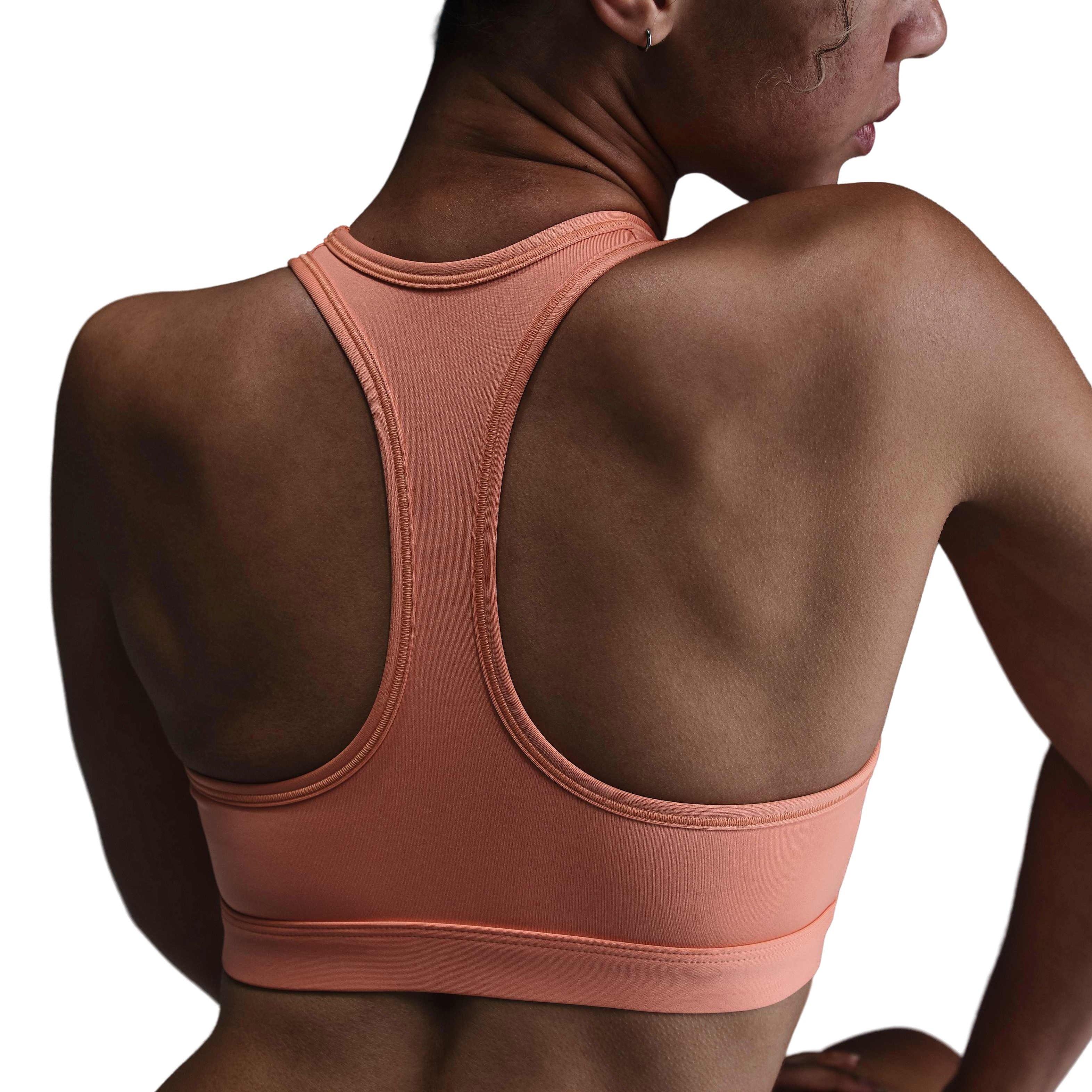 Nike Women's Swoosh Med Padded Sports Bra - ORANGE Thumbnail View 2