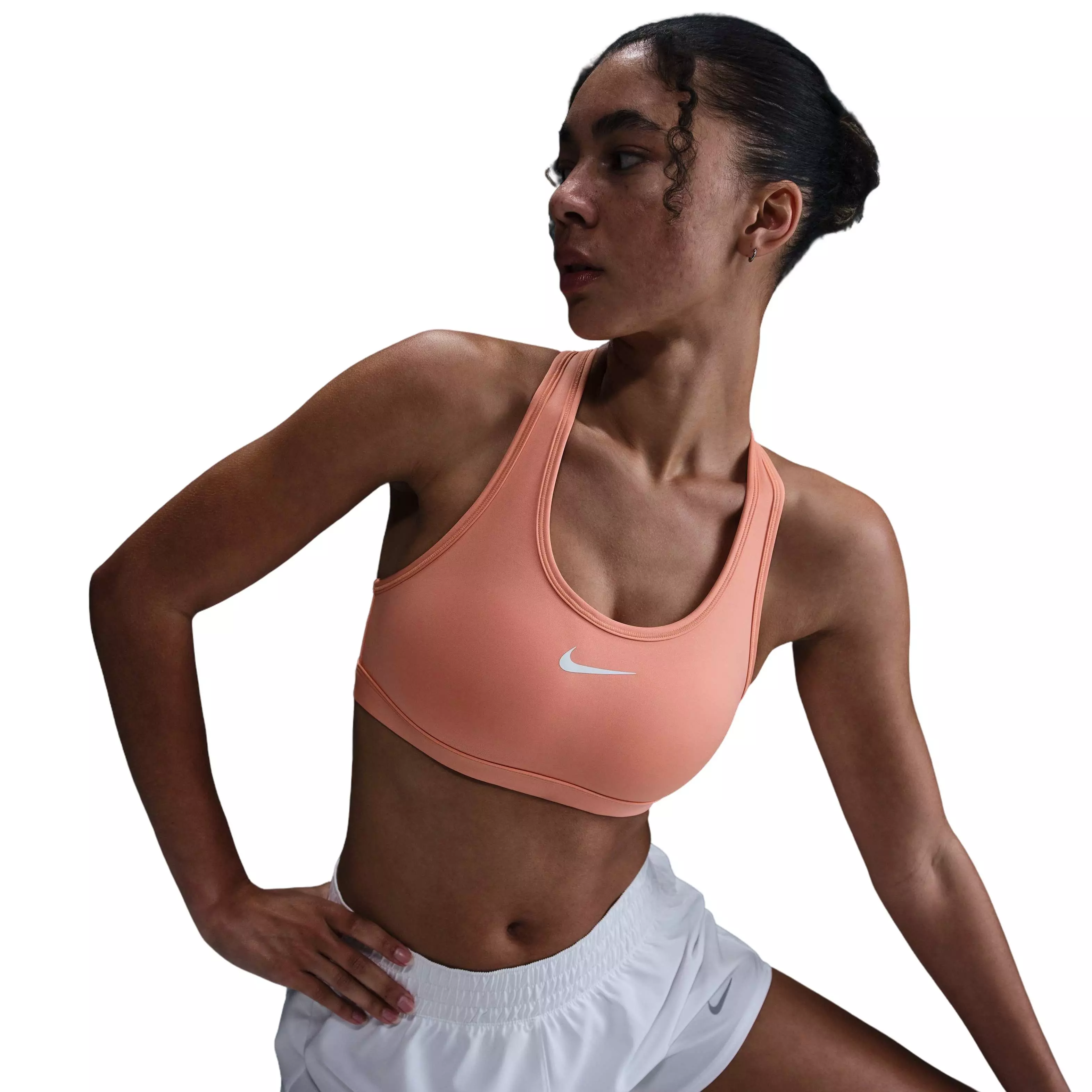 Nike Women's Swoosh Med Padded Sports Bra - ORANGE