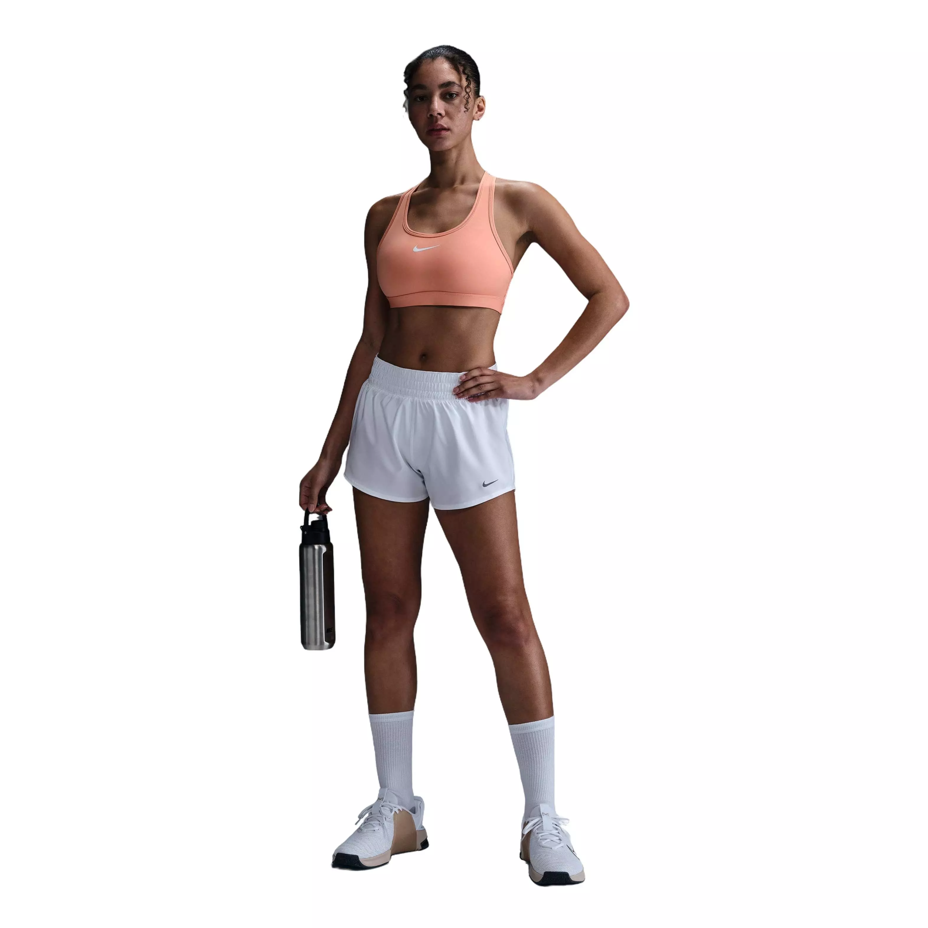 Nike Women's Swoosh Med Padded Sports Bra - ORANGE