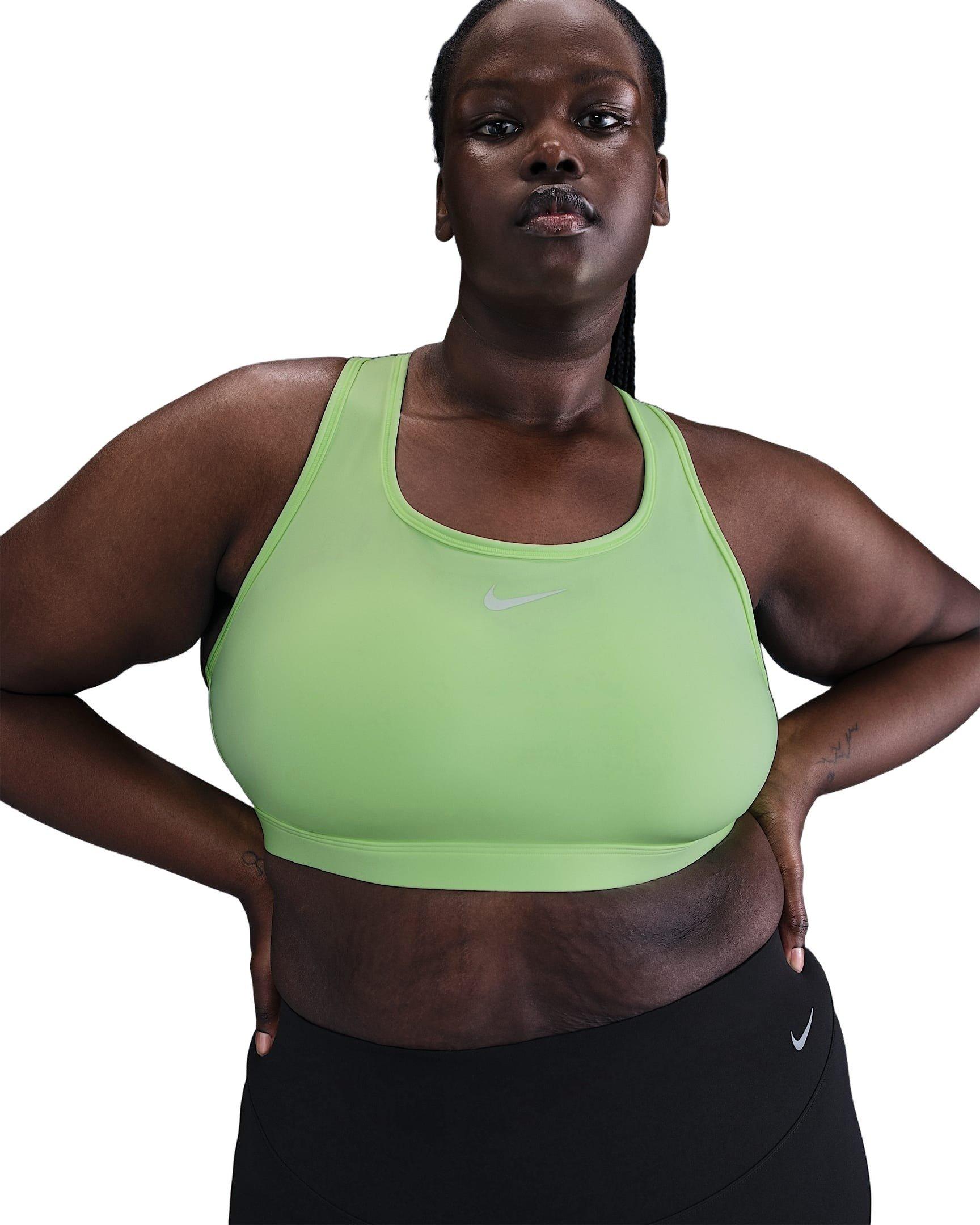 Nike Women's Med Swoosh Padded Sports Bra -Yellow - YELLOW Thumbnail View 1
