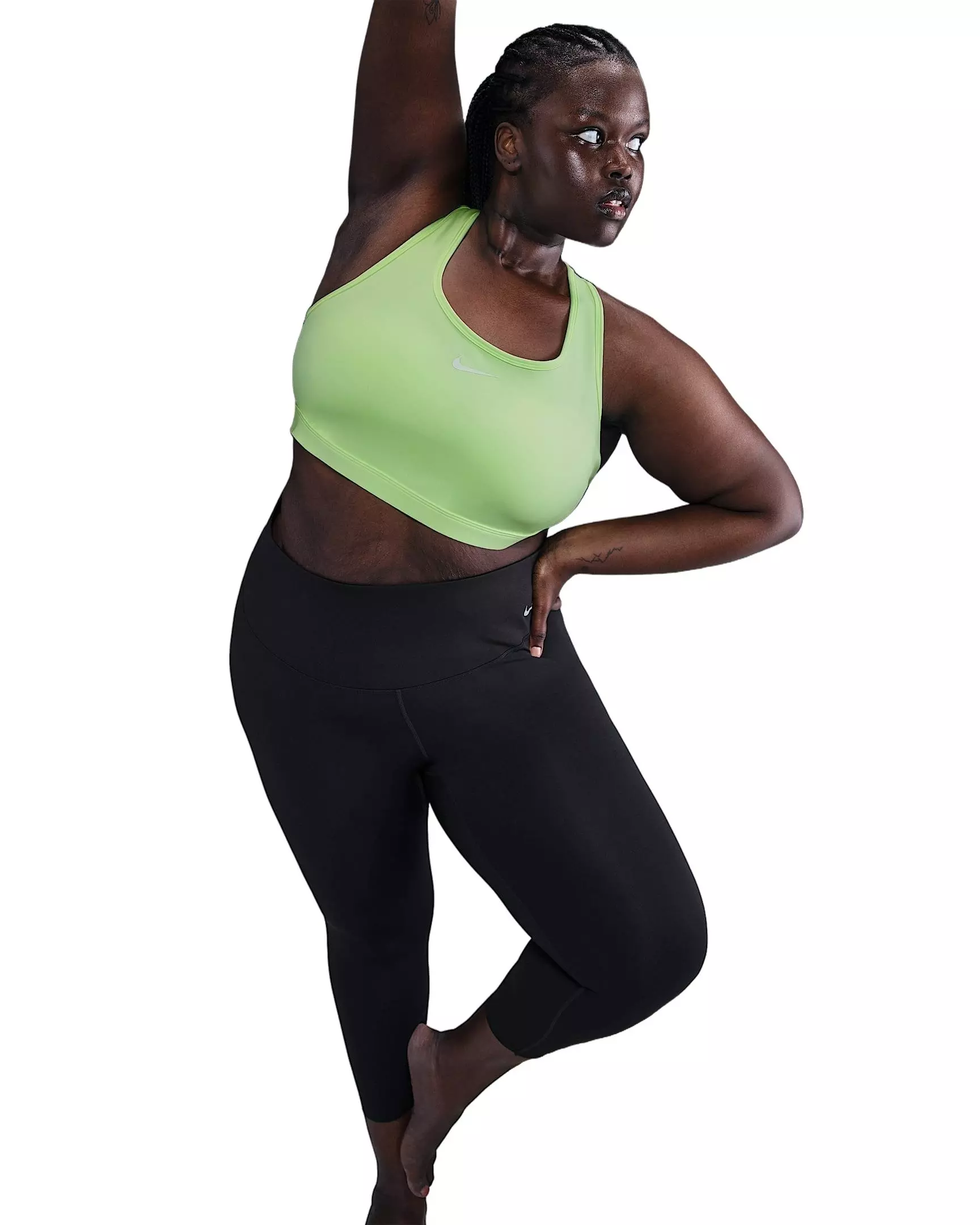 Nike Women's Med Swoosh Padded Sports Bra -Yellow - YELLOW