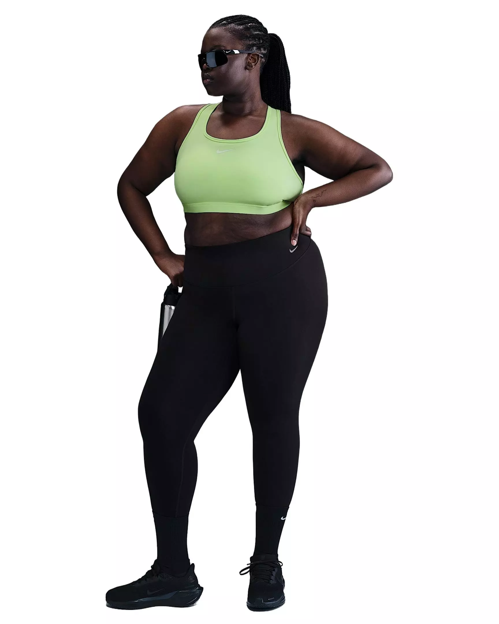 Nike Women's Med Swoosh Padded Sports Bra -Yellow - YELLOW