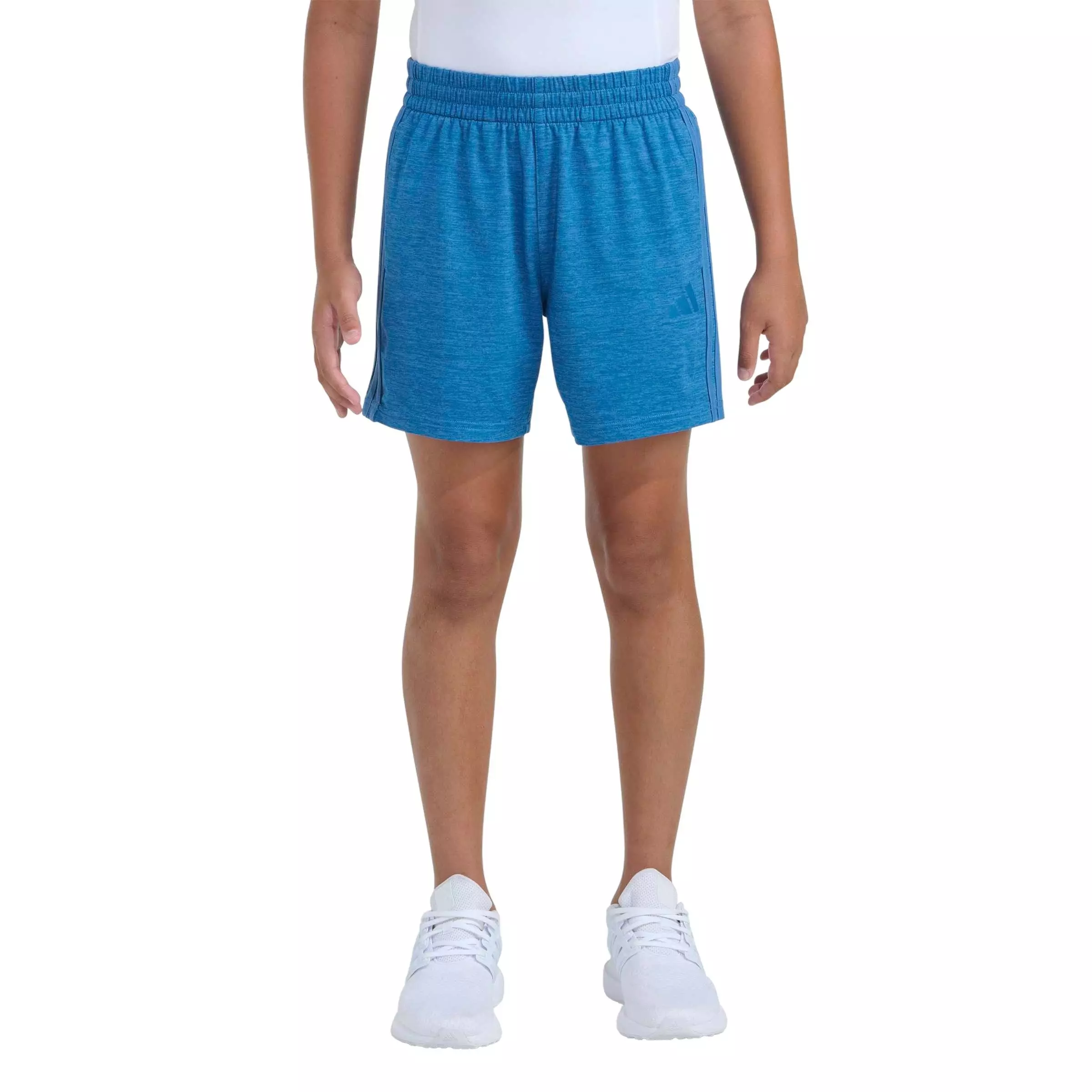 adidas Big Girls' 3-Sripes Melange Short -Blue - BLUE