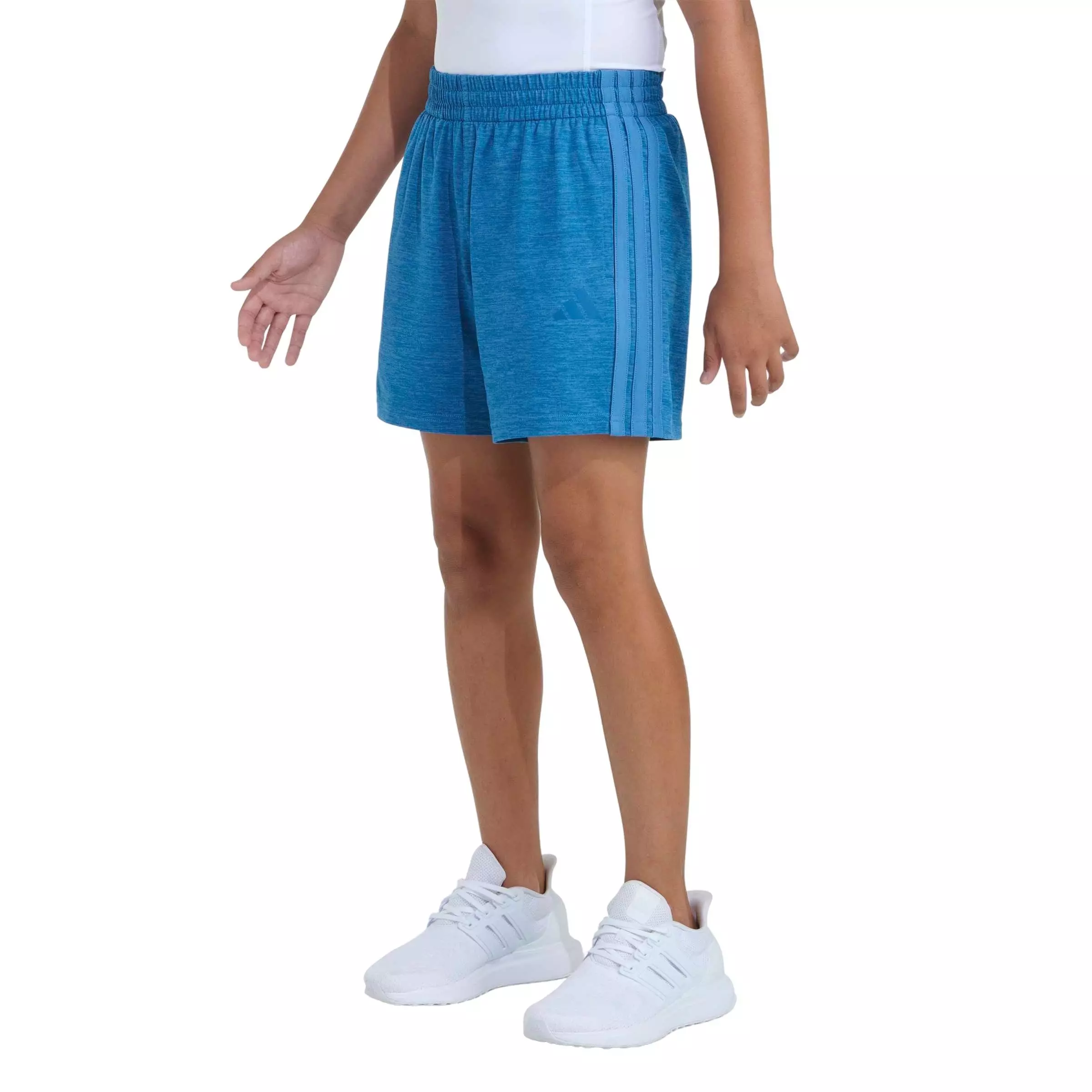 adidas Big Girls' 3-Sripes Melange Short - Blue - BLUE