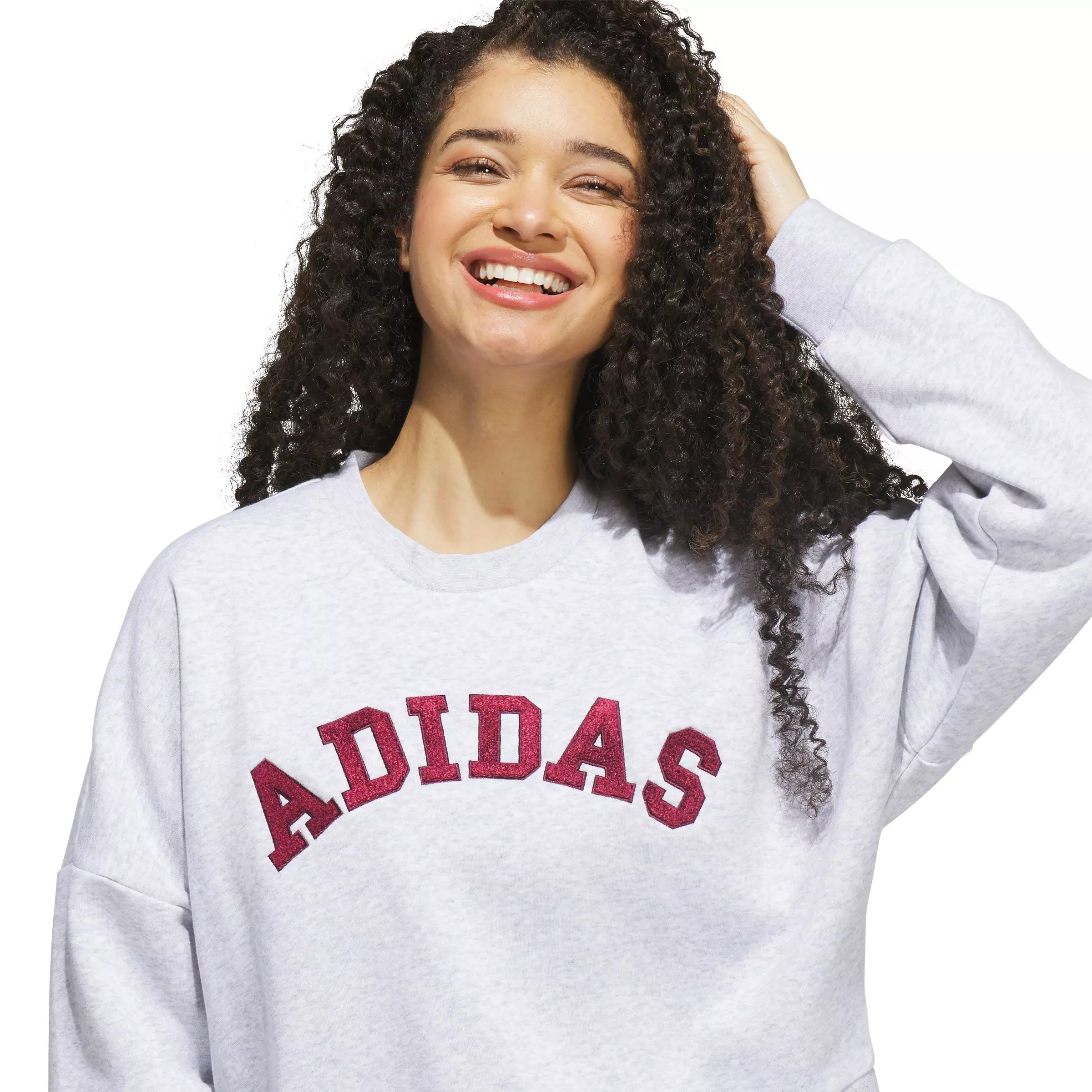 adidas Women's Chenille Logo Graphic Sweatshirt - Lt Grey - LT GREY