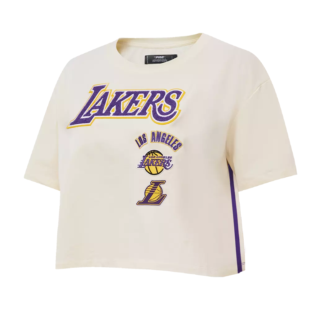 Pro Standard Women's Los Angeles Lakers Retro Classic Boxy Tee - Eggshell - EGGSHELL