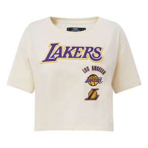 Pro Standard Women's Los Angeles Lakers Retro Classic Boxy Tee - Eggshell