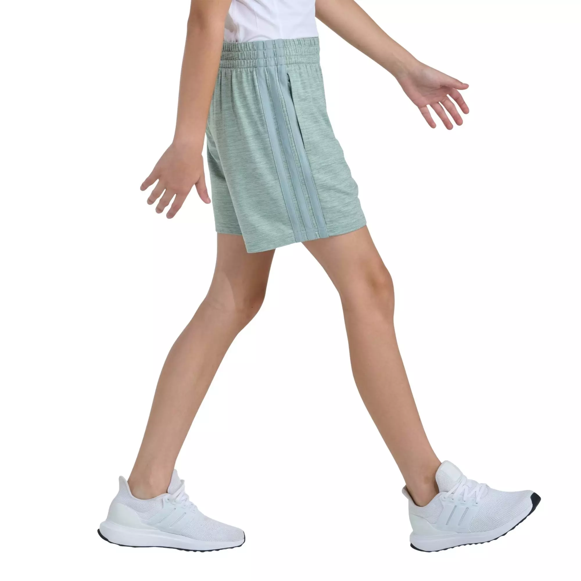 adidas Big Girls' 3-Sripes Melange Short - Green - GREEN