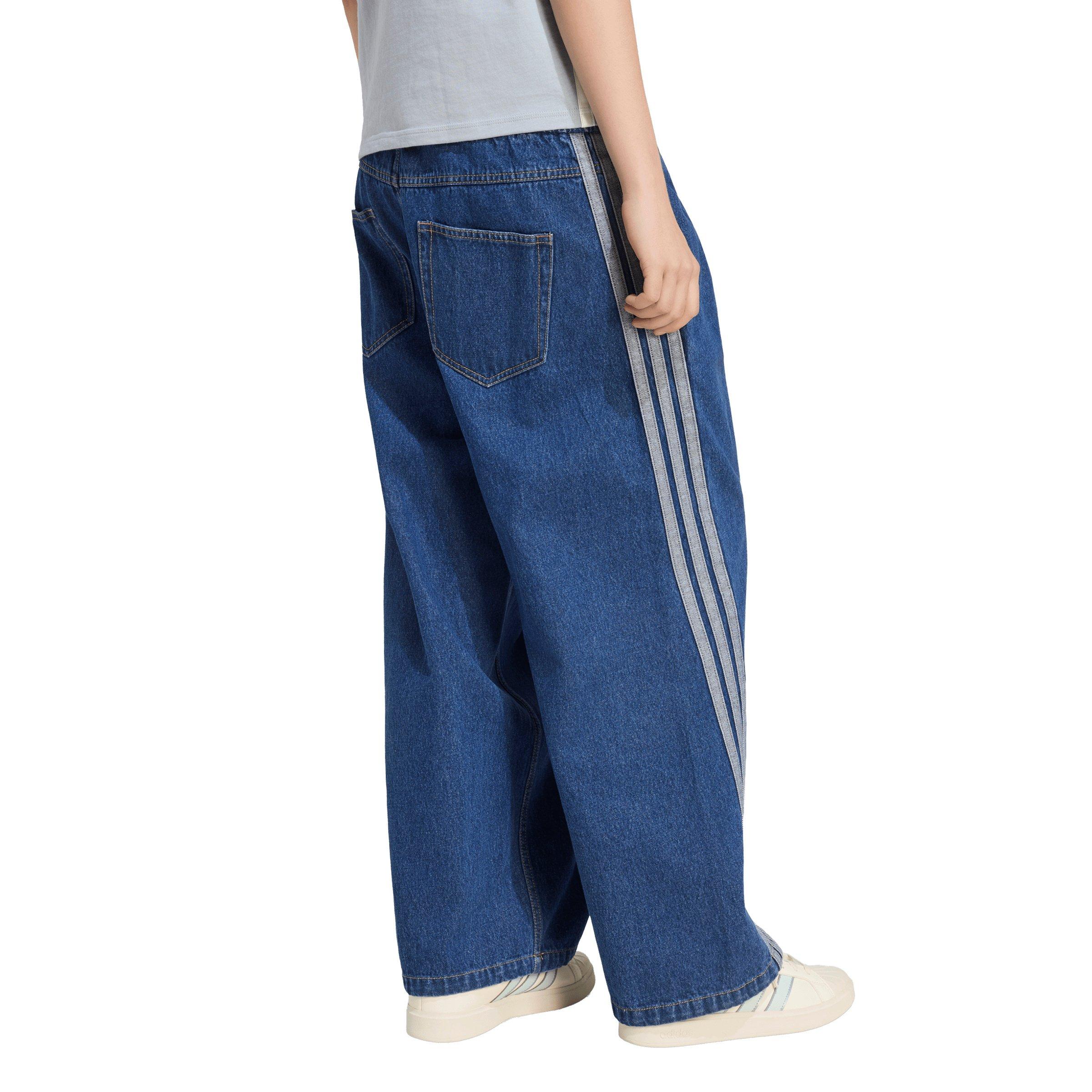 adidas Women's Stadium Medium Washed Denim Loose Fit Pants - Blue - MED BLUE