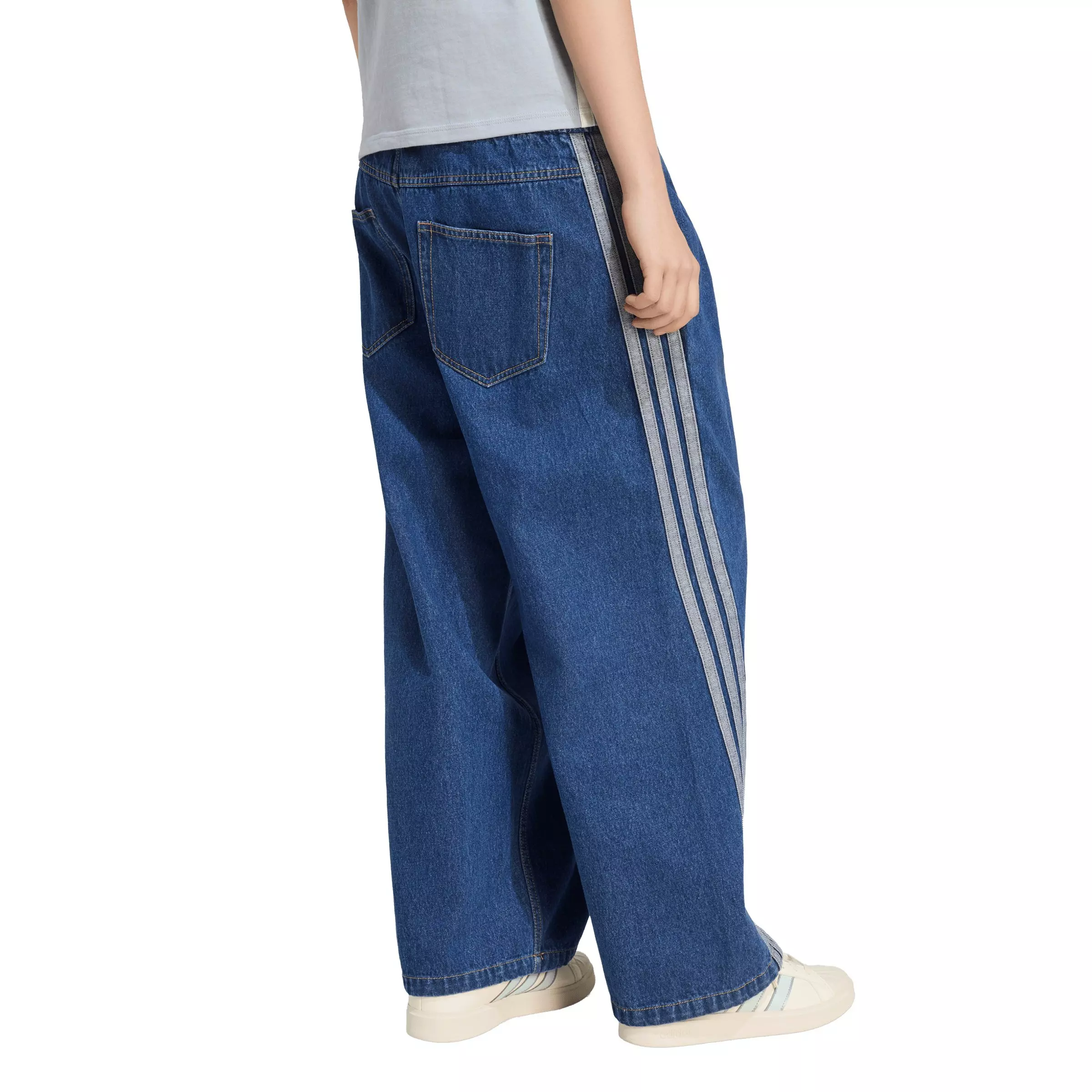adidas Women's Stadium Medium Washed Denim Loose Fit Pants - Blue - MED BLUE