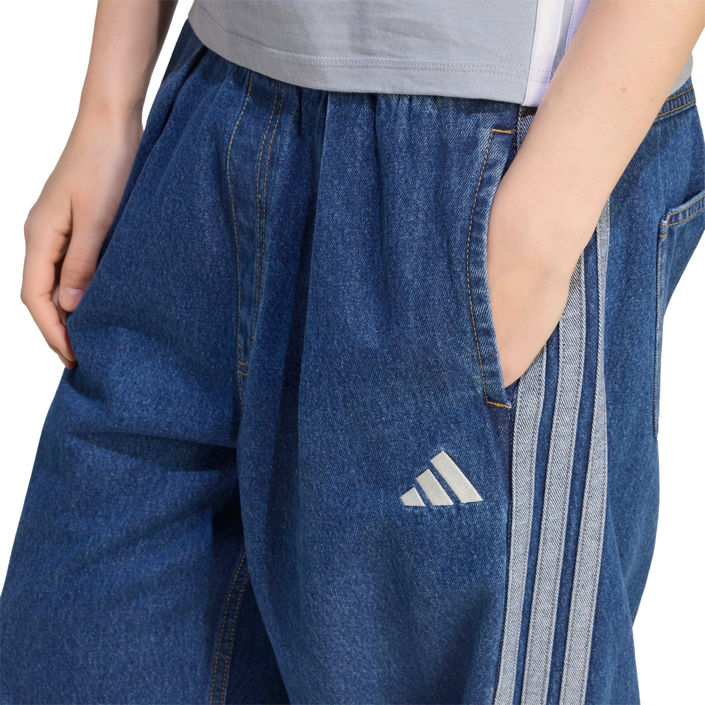 adidas Women's Stadium Medium Washed Denim Loose Fit Pants - Blue - MED BLUE