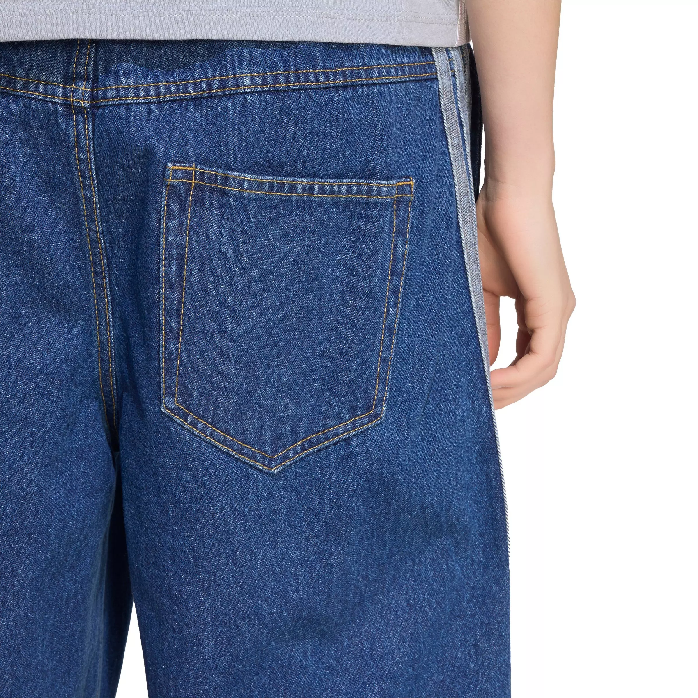 adidas Women's Stadium Medium Washed Denim Loose Fit Pants - Blue - MED BLUE
