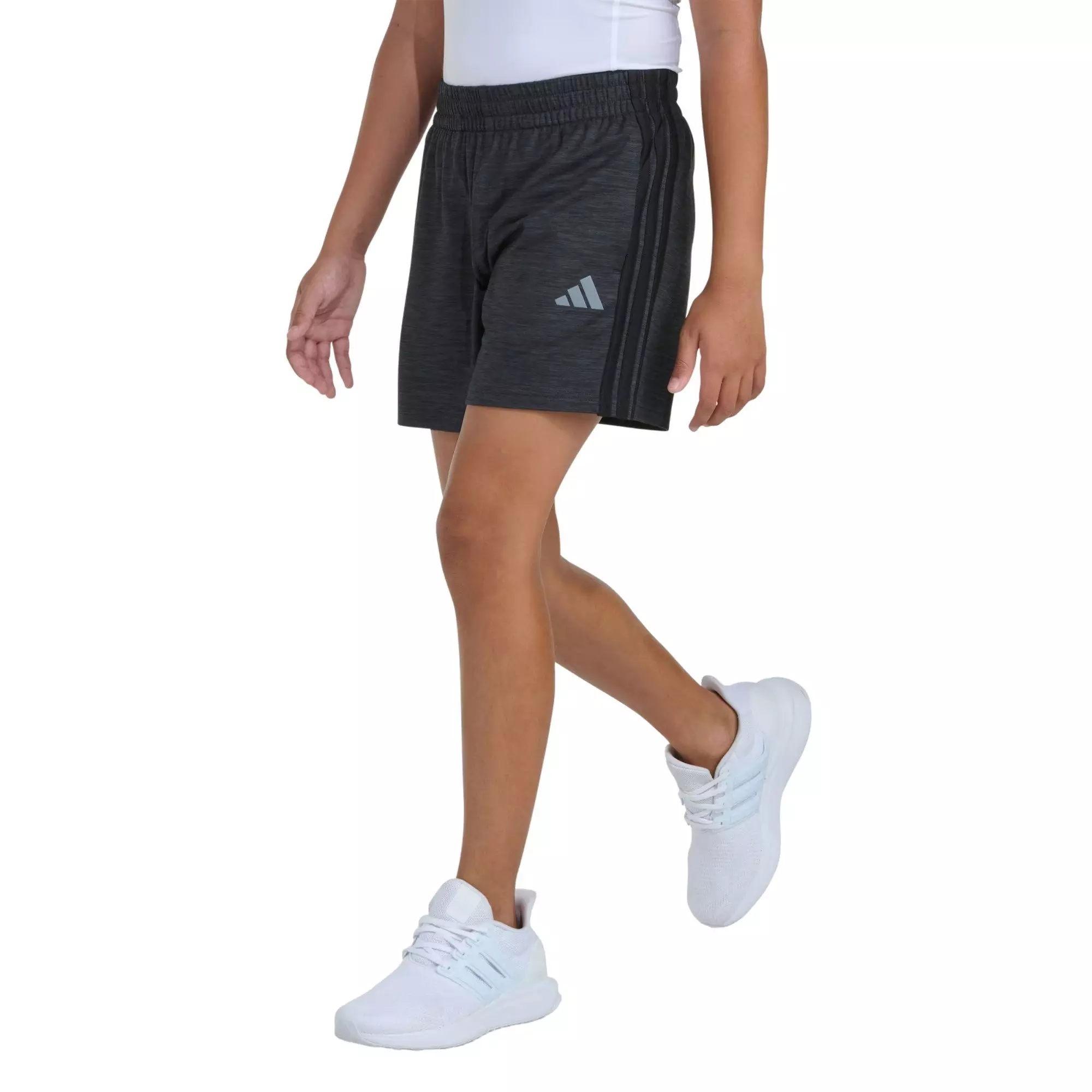 adidas Big Girls' 3-Sripes Melange Short -Grey - GREY