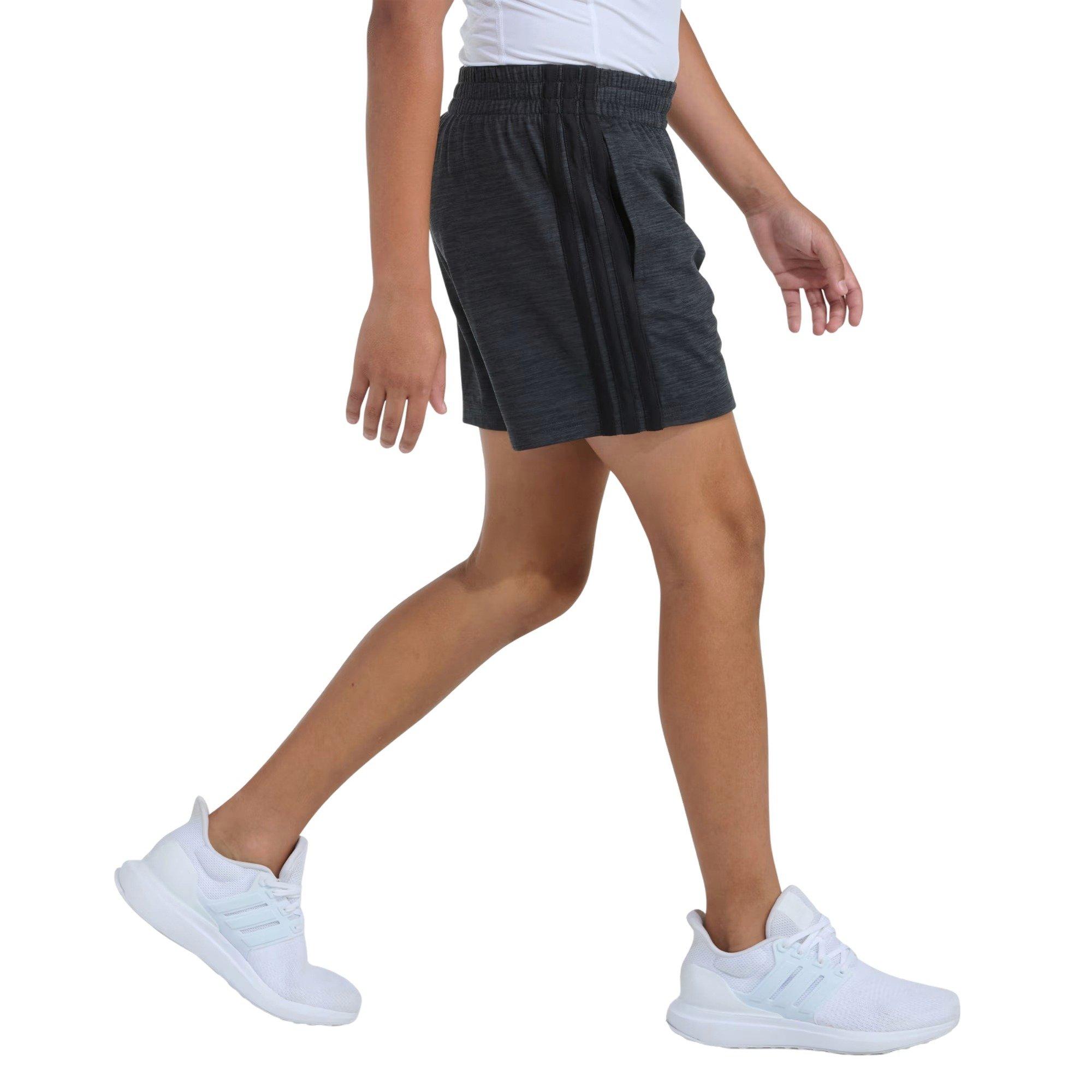 adidas Big Girls' 3-Sripes Melange Short - Grey - GREY Thumbnail View 3