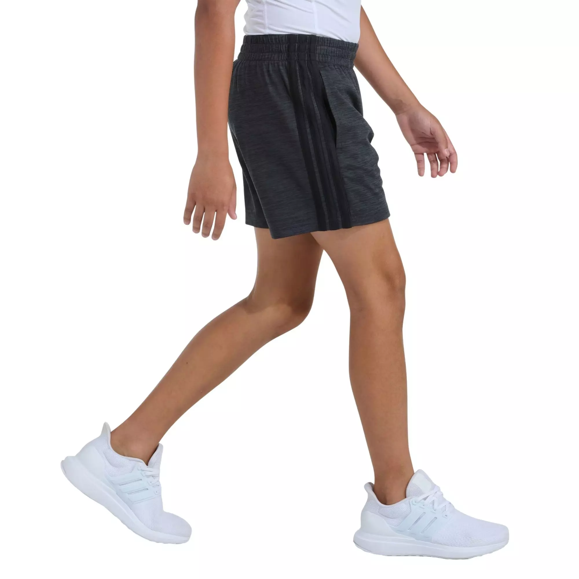 adidas Big Girls' 3-Sripes Melange Short -Grey - GREY