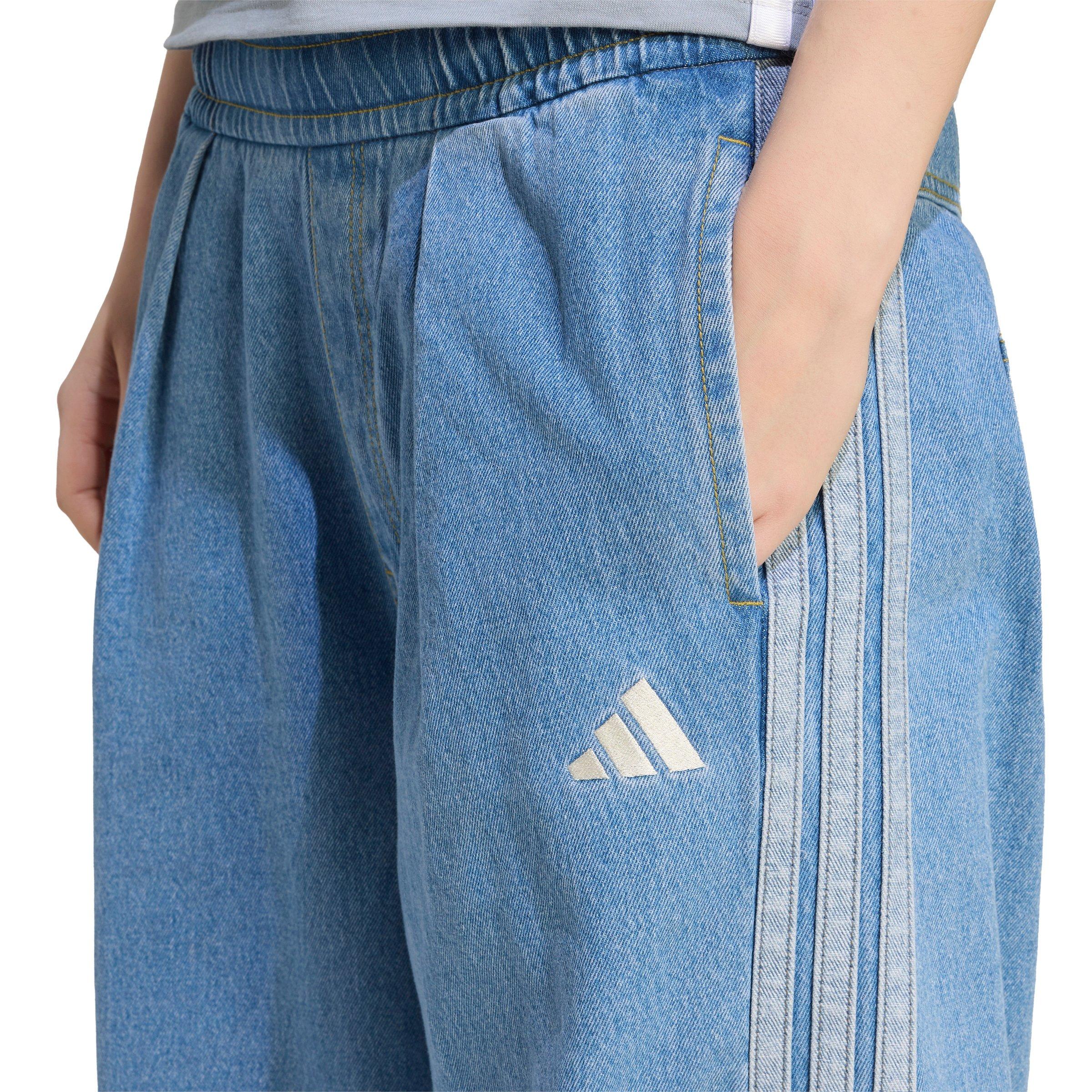 adidas Women's Stadium Light Washed Denim Loose Fit Pants - Lt Blue - LT BLUE