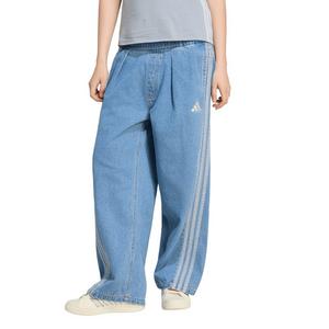 adidas Women's Stadium Light Washed Denim Loose Fit Pants - Lt Blue - LT BLUE