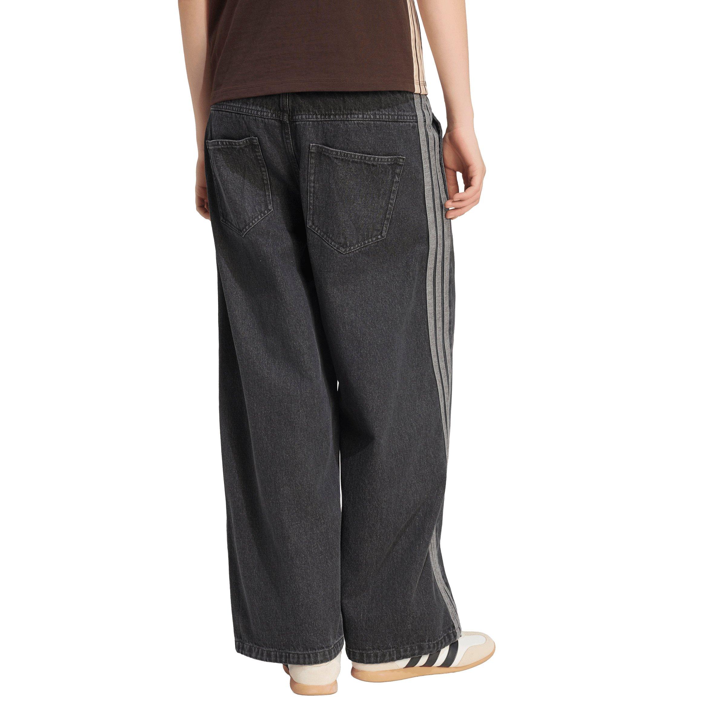 adidas Women's Stadium Dark Washed Denim Loose Fit Pants - Black - BLACK