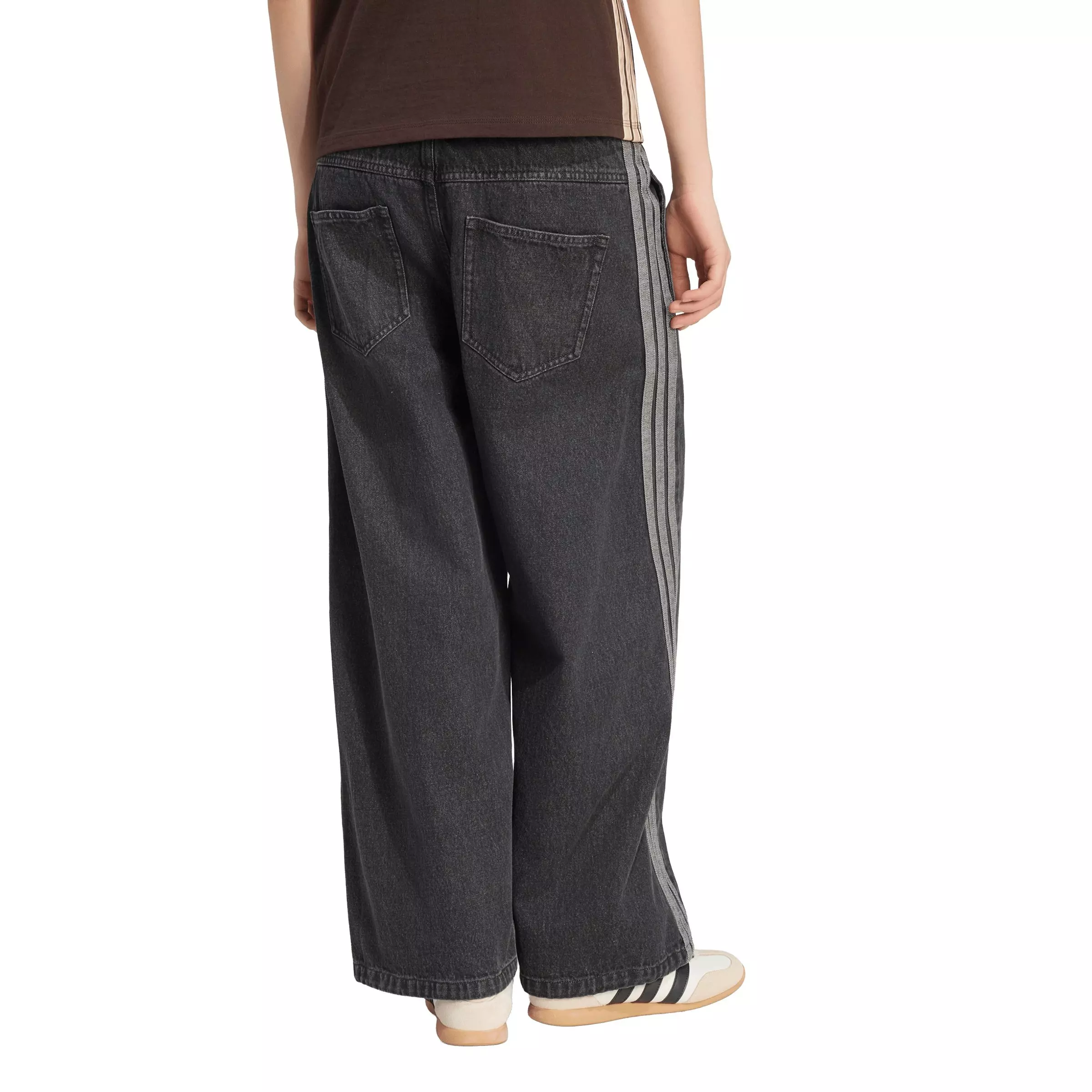 adidas Women's Stadium Dark Washed Denim Loose Fit Pants - Black - BLACK