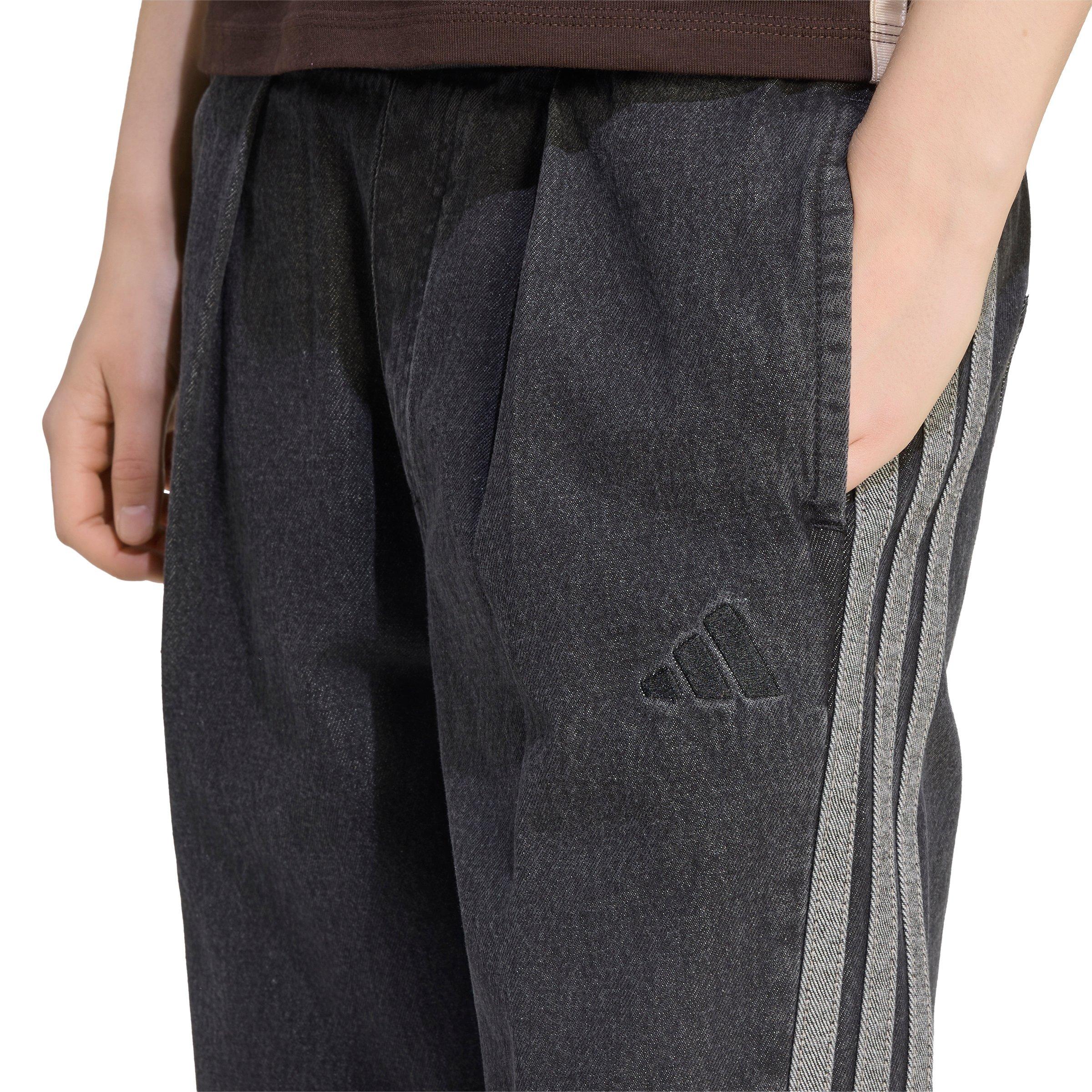 adidas Women's Stadium Dark Washed Denim Loose Fit Pants - Black - BLACK
