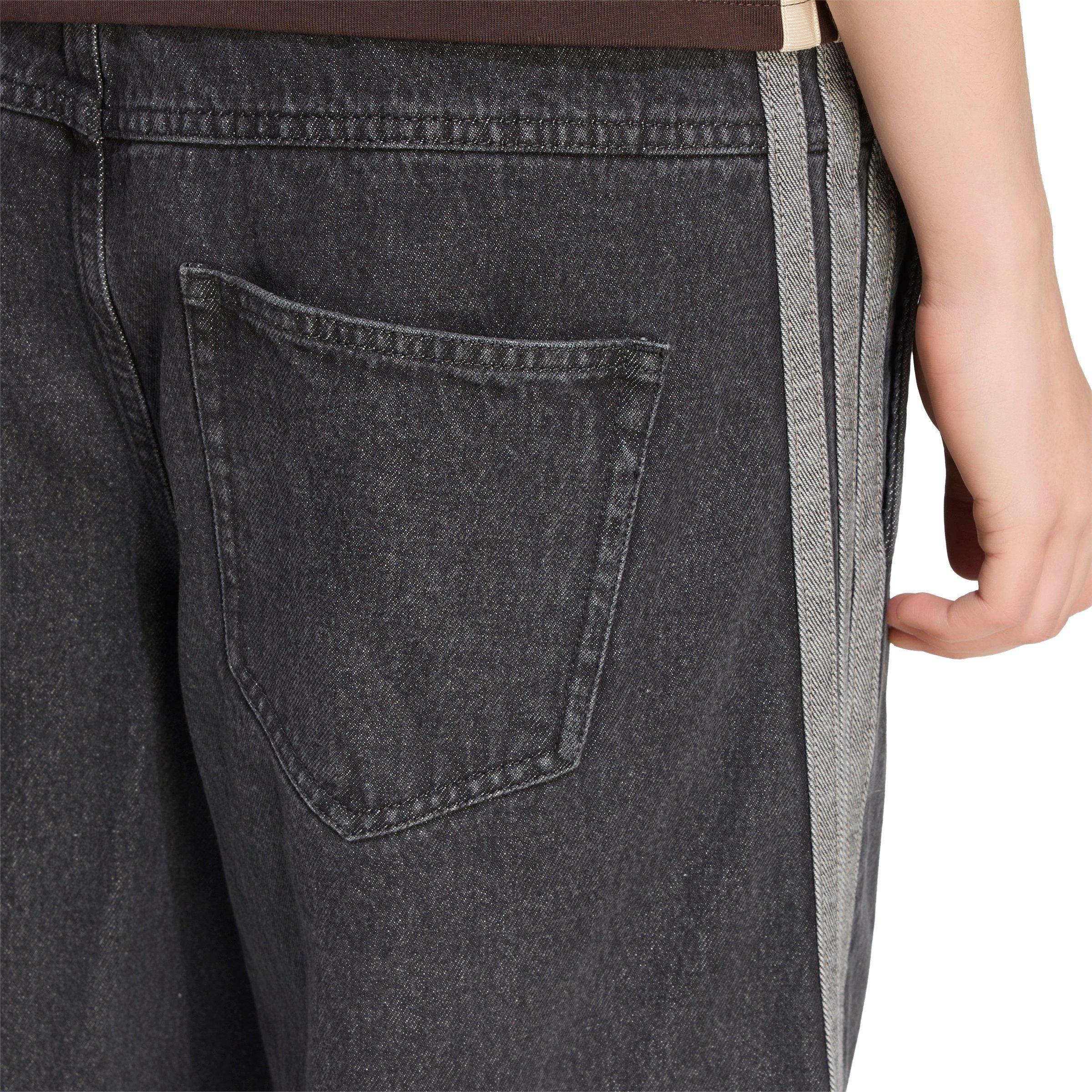 adidas Women's Stadium Dark Washed Denim Loose Fit Pants - Black - BLACK