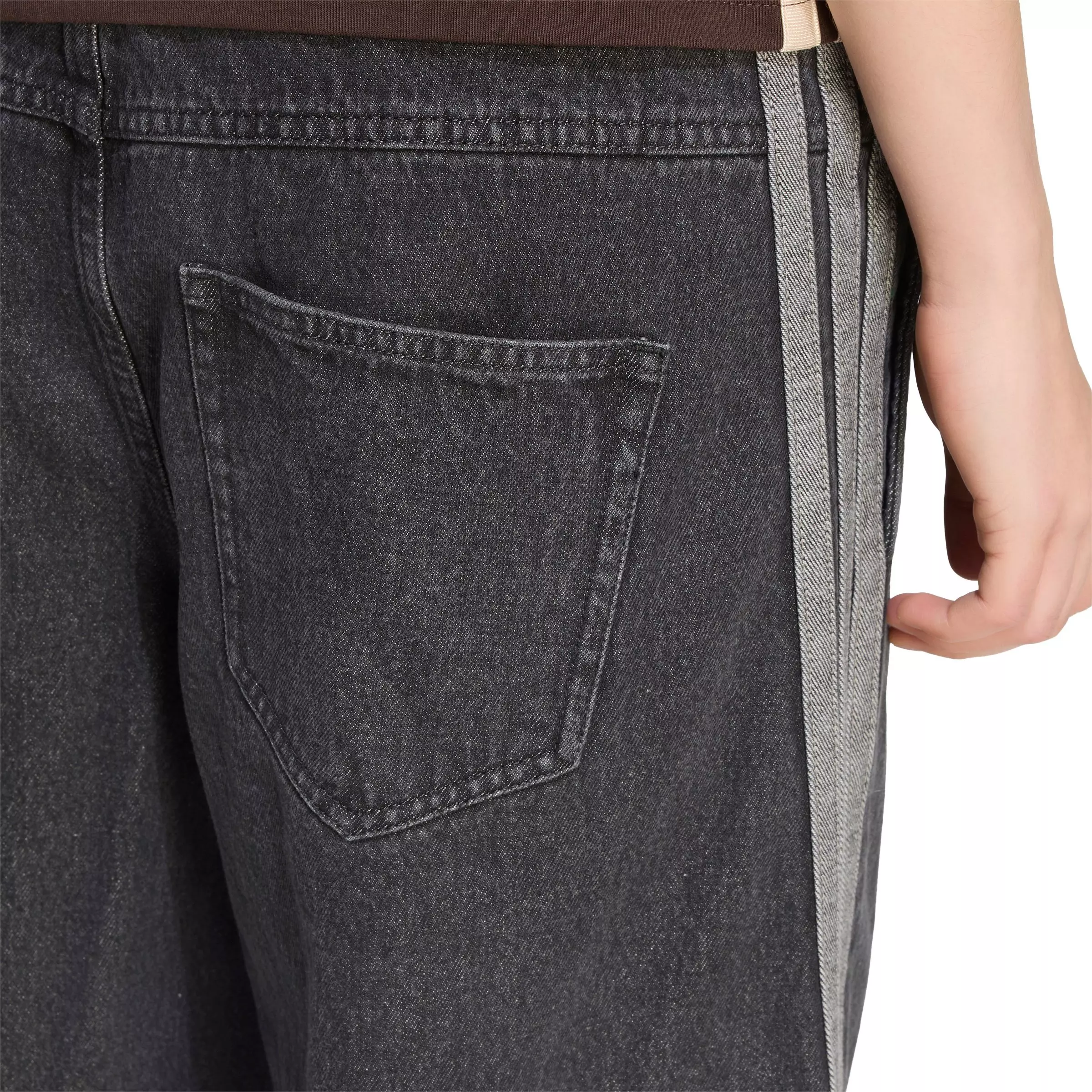 adidas Women's Stadium Dark Washed Denim Loose Fit Pants - Black - BLACK